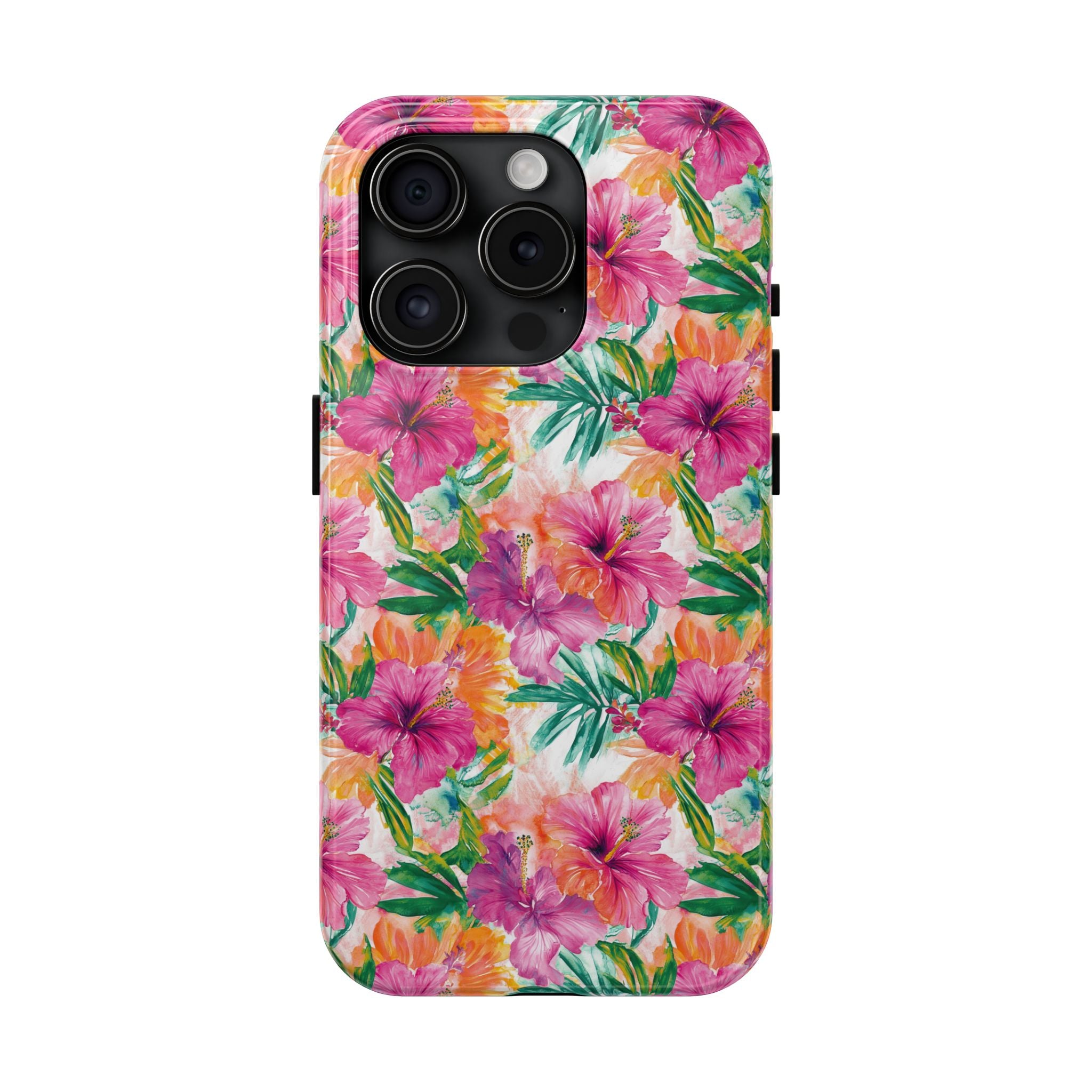 Pink Tropical Floral Phone Case, Tough Waterproof Cover, Summer Vibe Gift, Durable Tech Accessory, Floral Pattern for iPhone, Chic, Stylish