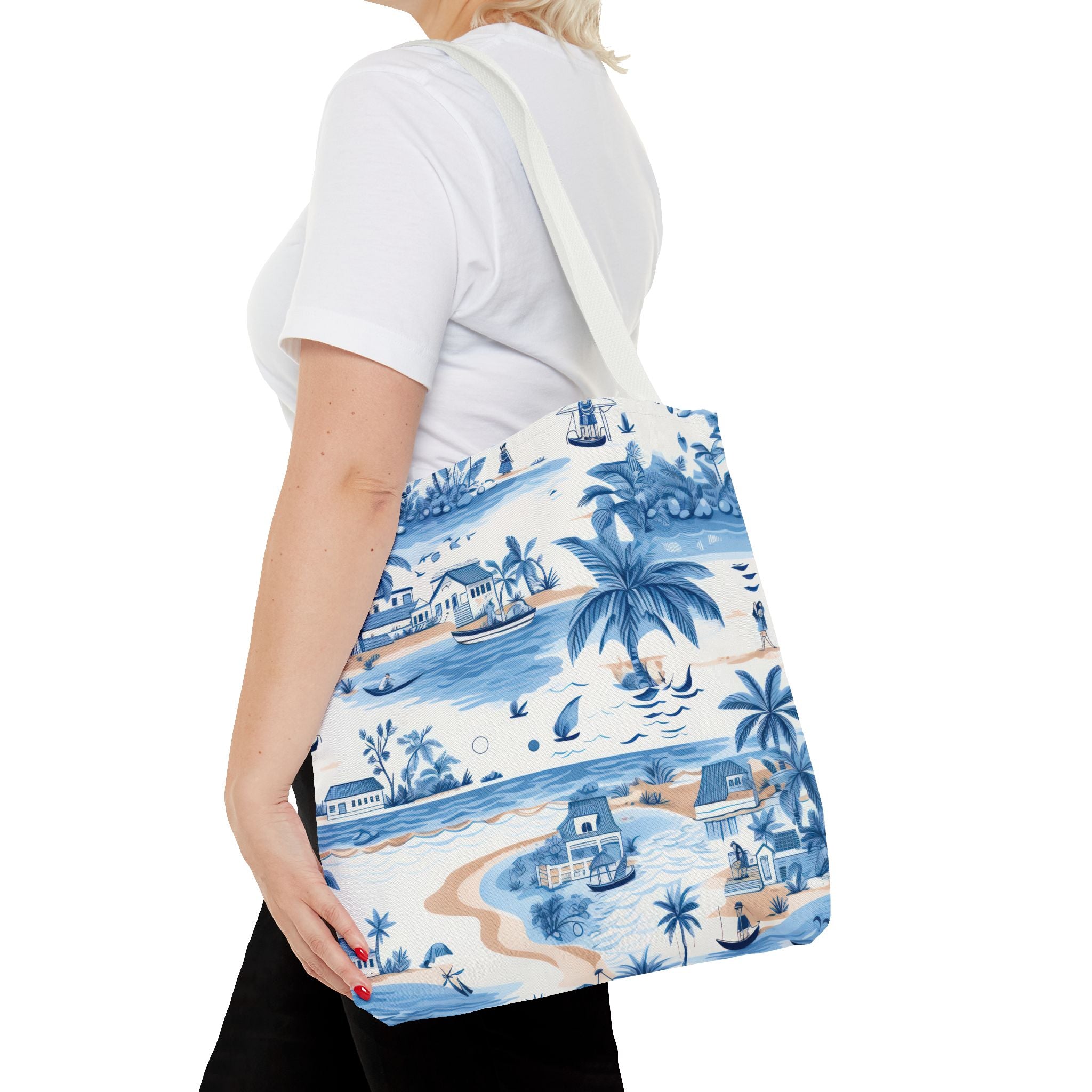 tropical Blue- Coastal Blue Tote Bag - Beach Vibes, Summer Travel, Eco-Friendly Shopping, Vacation Essentials, Gift for Ocean Lovers