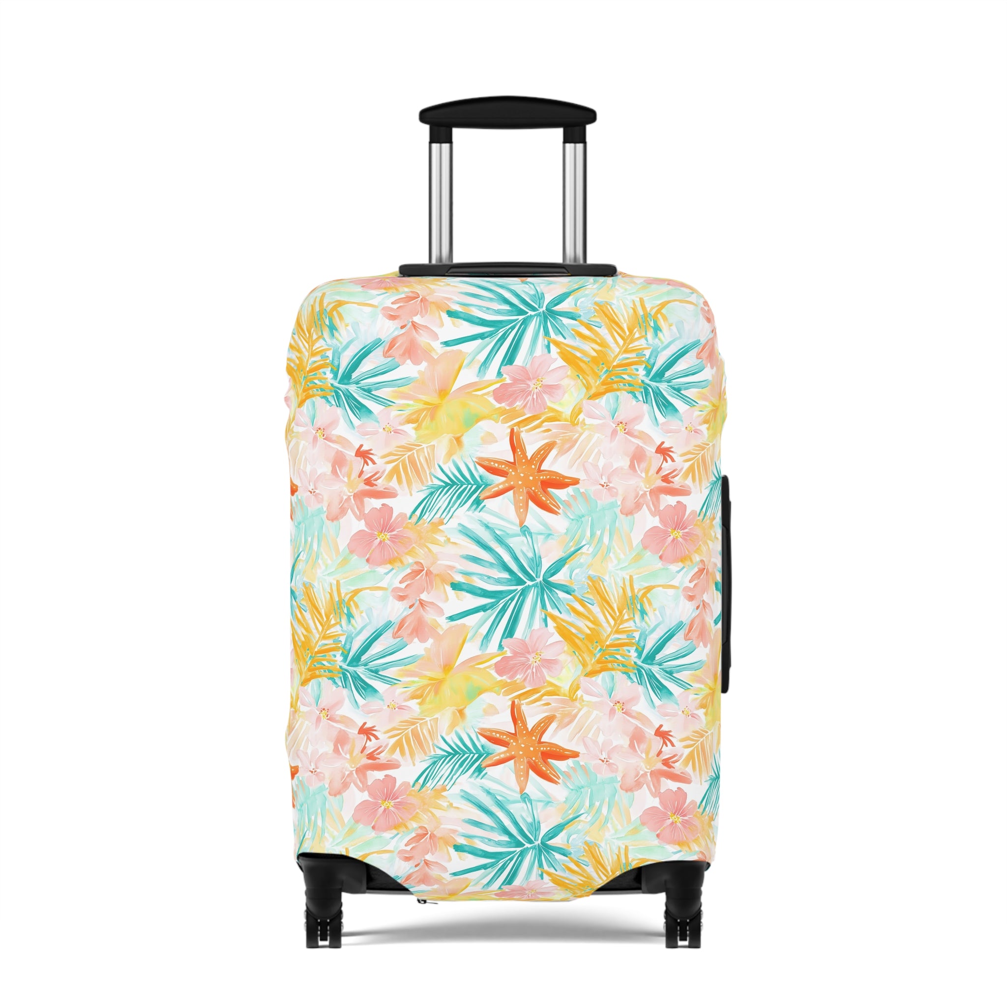 Tropical Starfish - Luggage Cover with Floral Design | Travel Accessory for Vacation | Personalized Suitcase Protector, Beach Gift, Unique Travel Gear