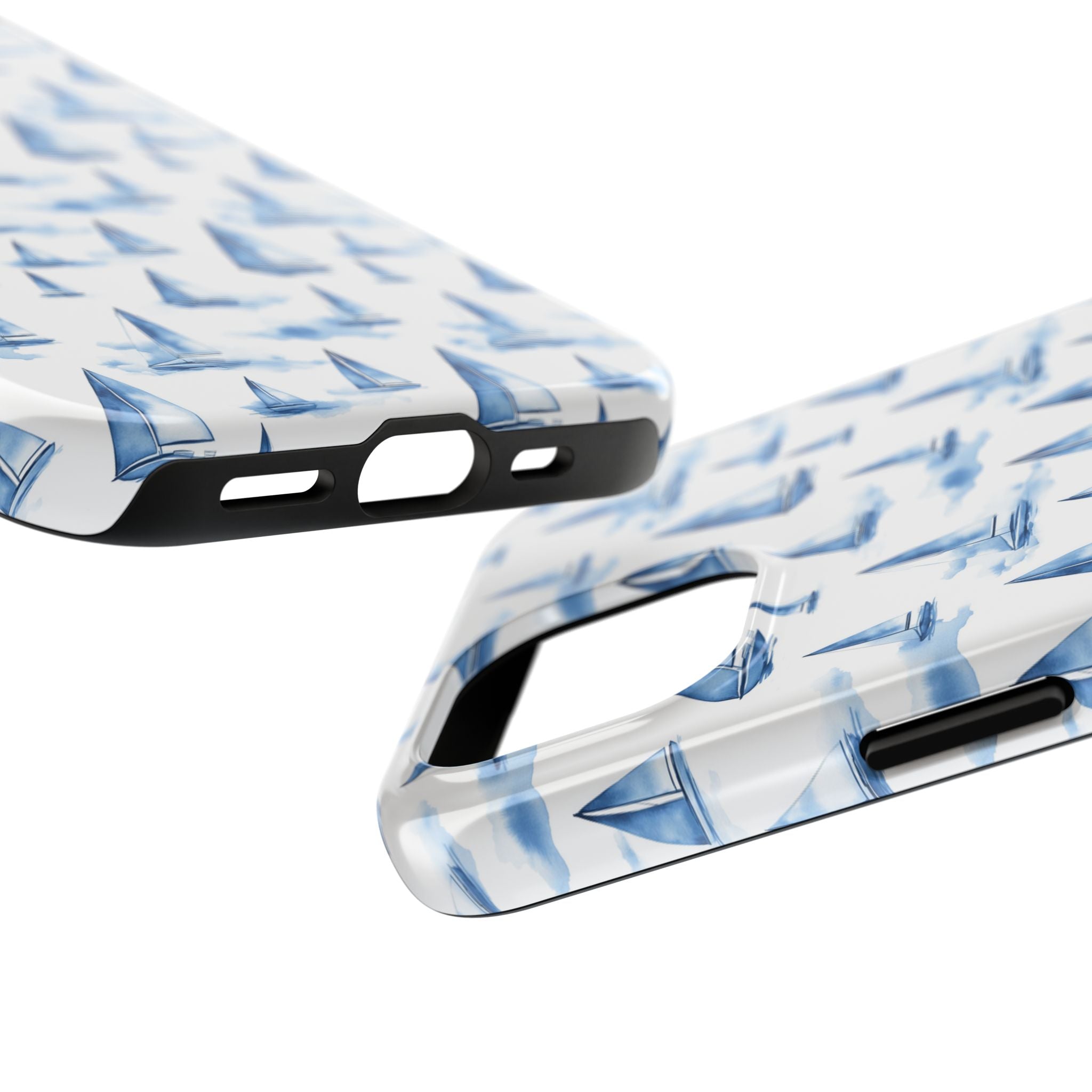 Blue Sailboat Phone Case - Nautical Tough Cover, Summer Gift, Ocean Lover Accessory, Unique Phone Protection, Beach Vibes