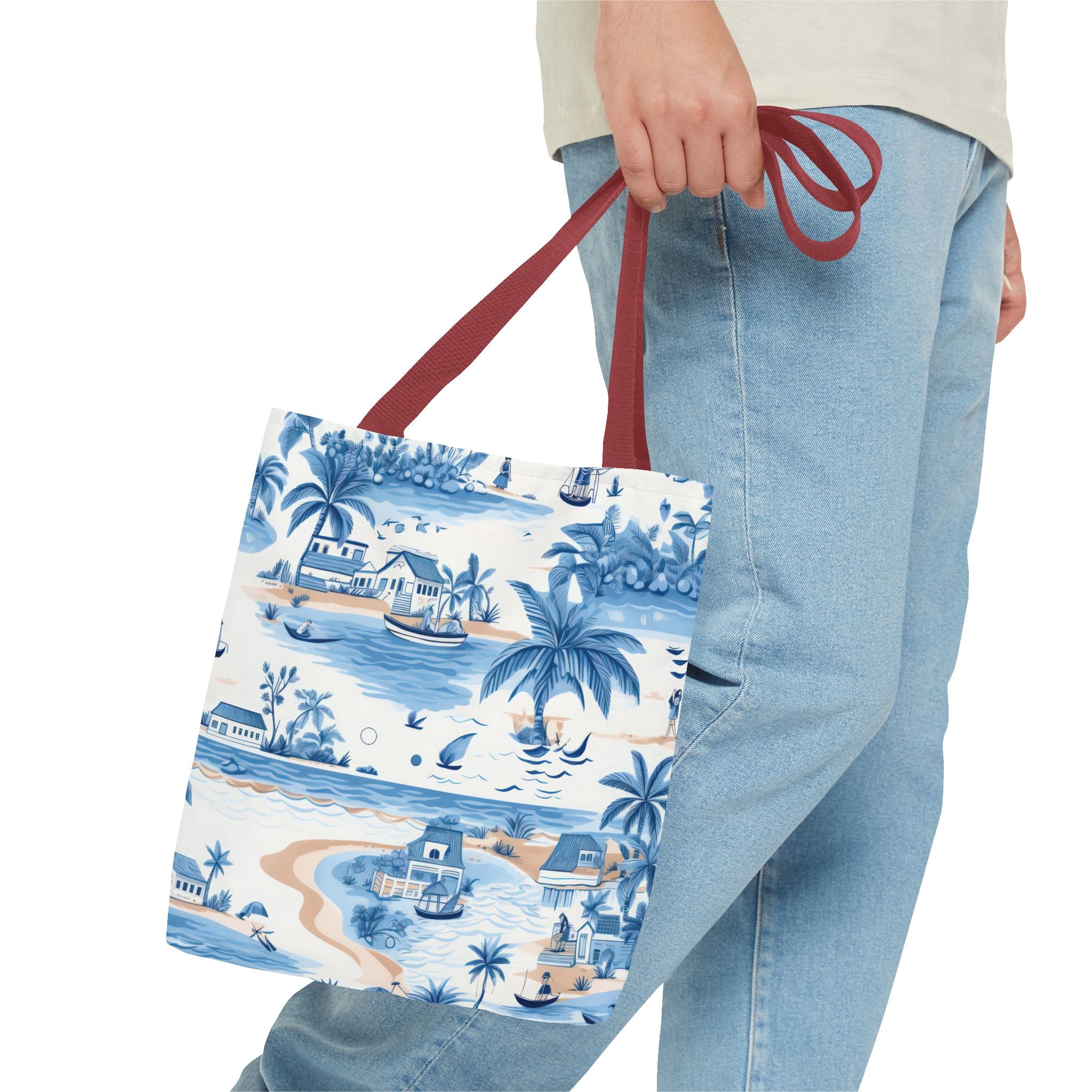 tropical Blue- Coastal Blue Tote Bag - Beach Vibes, Summer Travel, Eco-Friendly Shopping, Vacation Essentials, Gift for Ocean Lovers