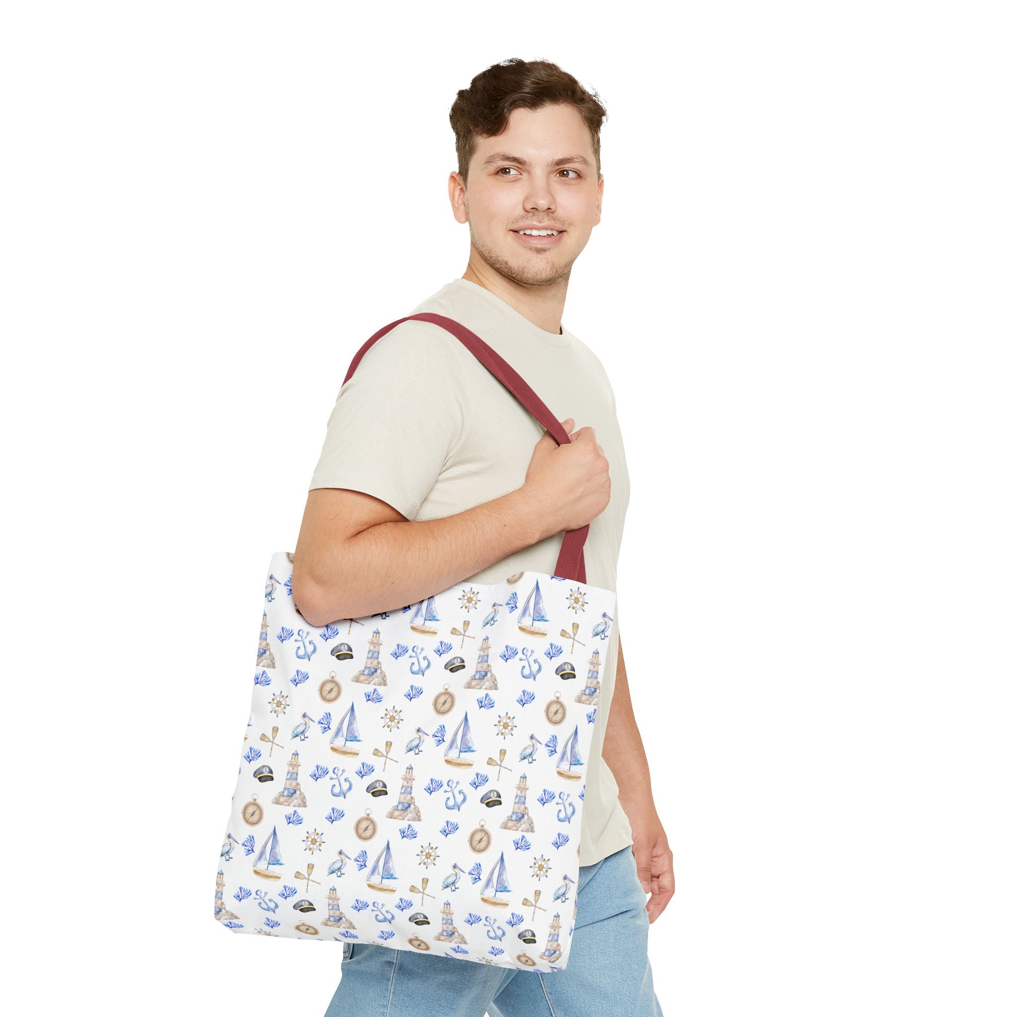Sail Away - Nautical Themed Tote Bag, Beach Bag, Sailor Tote, Summer Essentials, Gift for Sea Lovers, Travel Bag