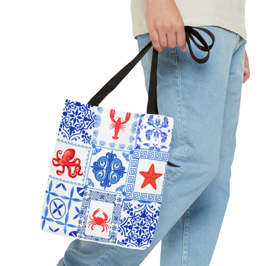 Greek Sea - Ocean-Inspired Tote Bag, Nautical Style, Beach Bags, Gift for Her, Summer Accessory, Trendy Shopping Tote, AOP Design
