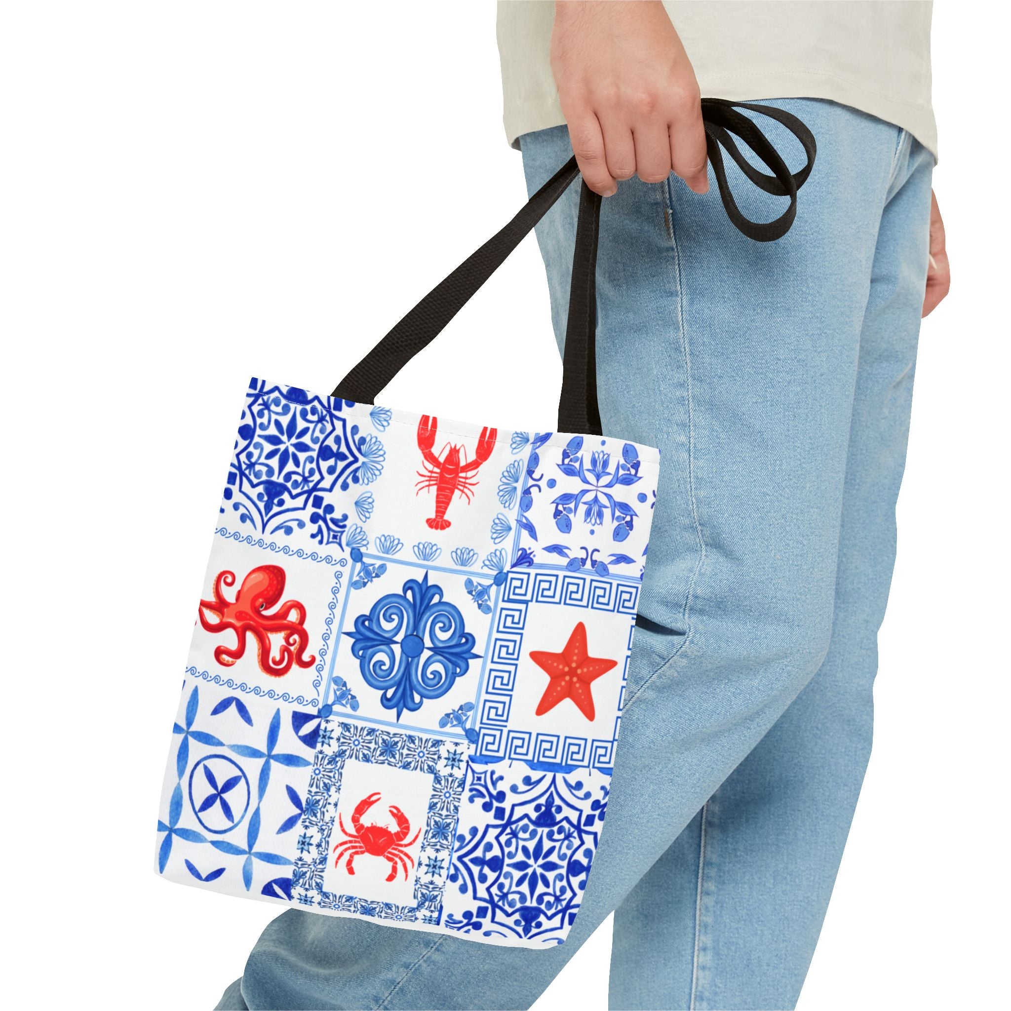 Greek Sea - Ocean-Inspired Tote Bag, Nautical Style, Beach Bags, Gift for Her, Summer Accessory, Trendy Shopping Tote, AOP Design