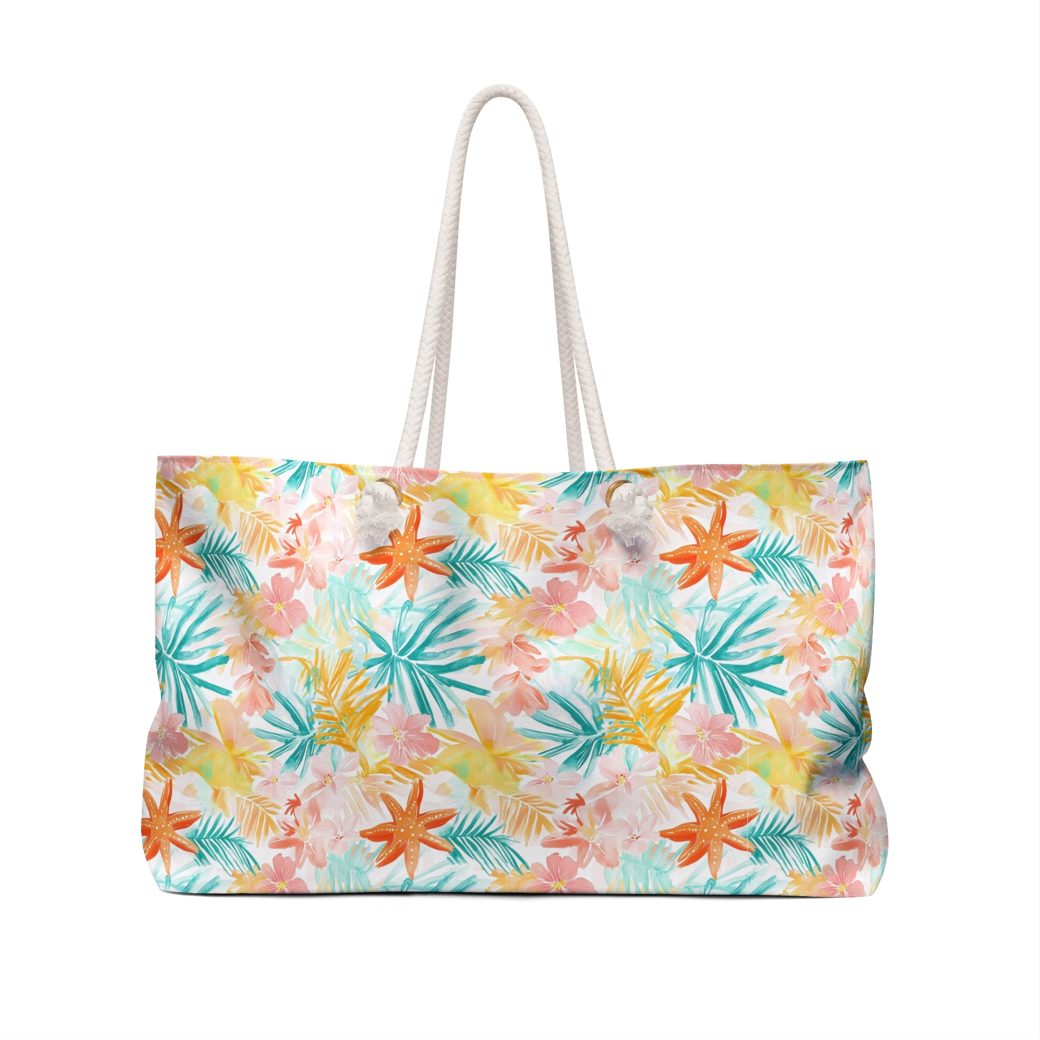 Tropical Starfish Weekender Bag, Beach Bag, Beach Tote, Large tote bag, Vacation Bag, Bridesmaid Gift