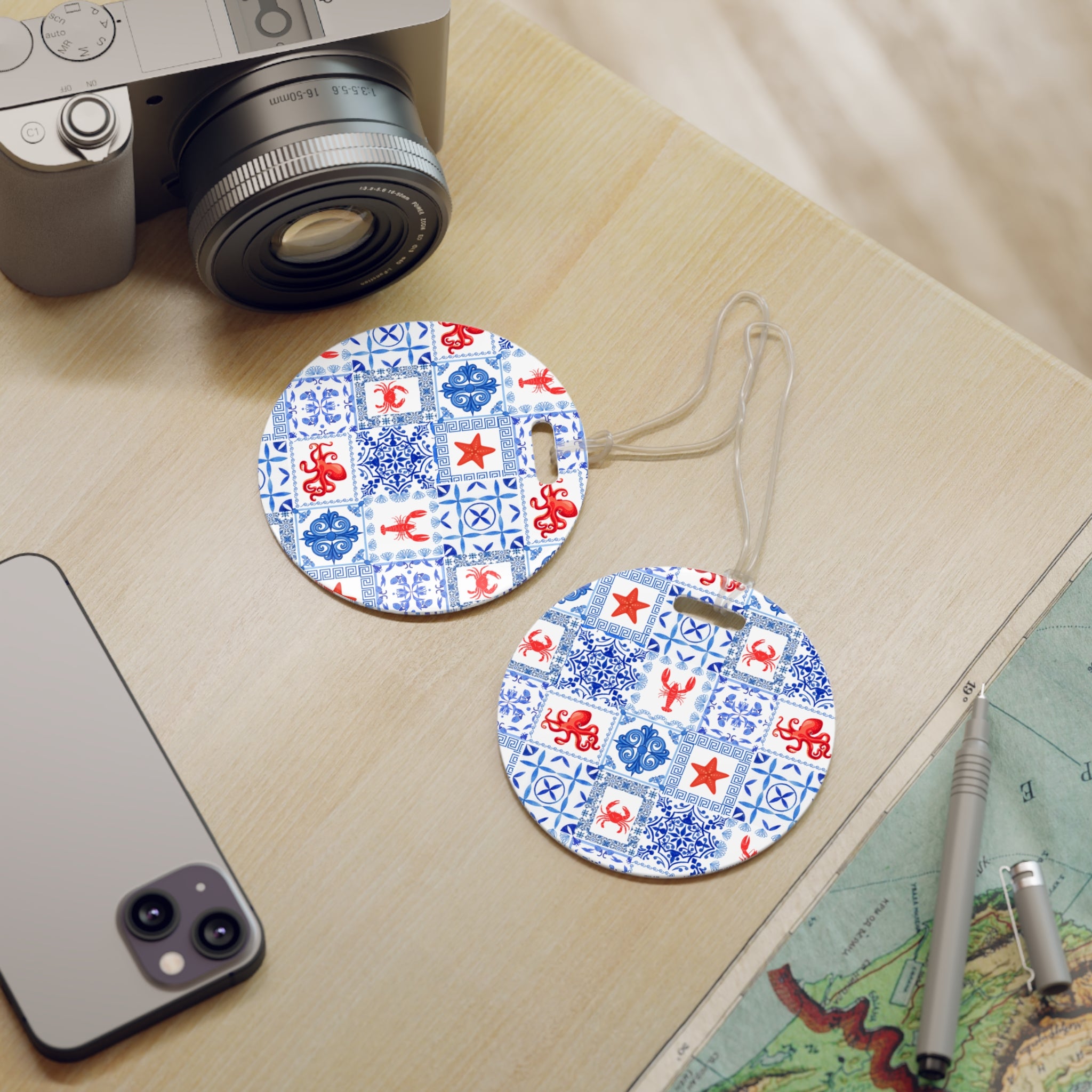 Greek Sea- Nautical Themed Luggage Tags | Travel Accessories, Beach Vacation, Personalized Tags, Gift for Travelers, Cruise Tags