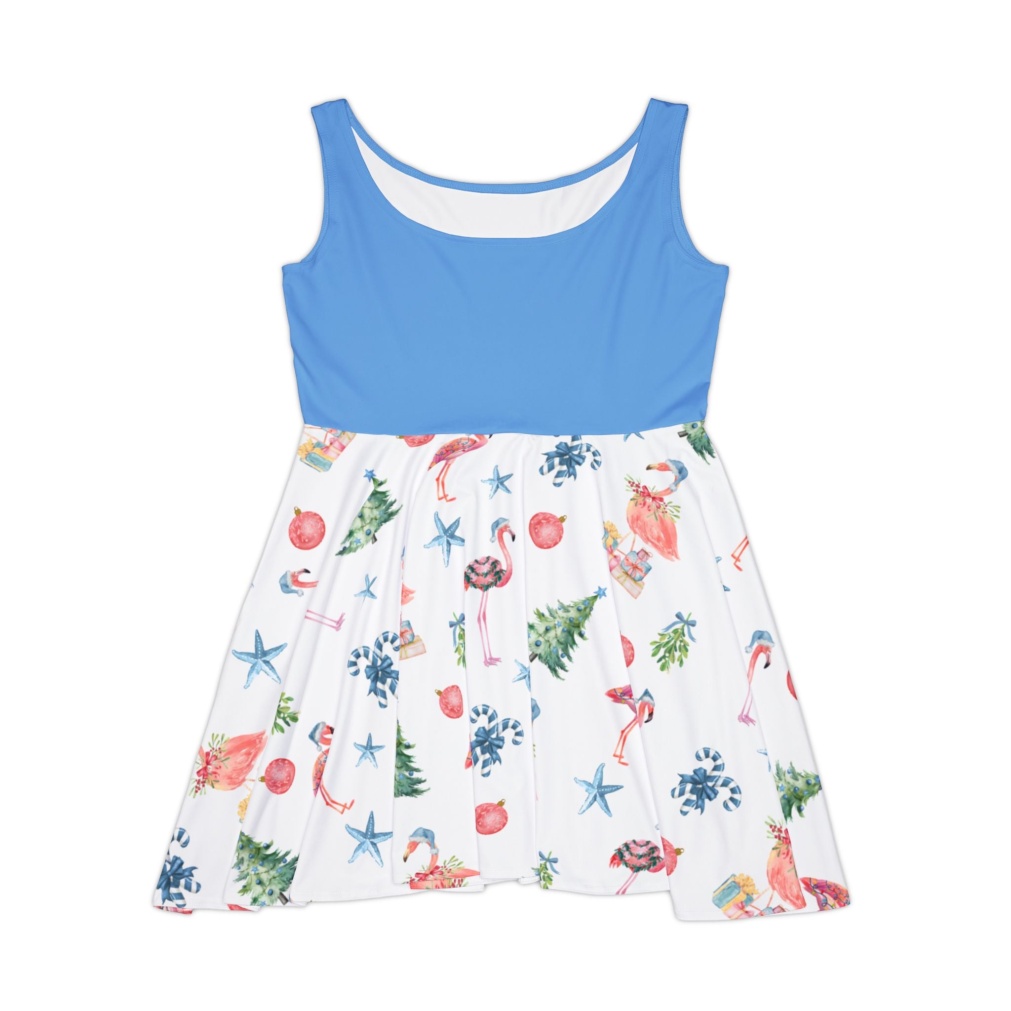 Tropical flamingo Christmas Holiday Skater Dress, Cute Summer Dress, Casual Skater Dress, Resort Wear, Beach Party Outfit