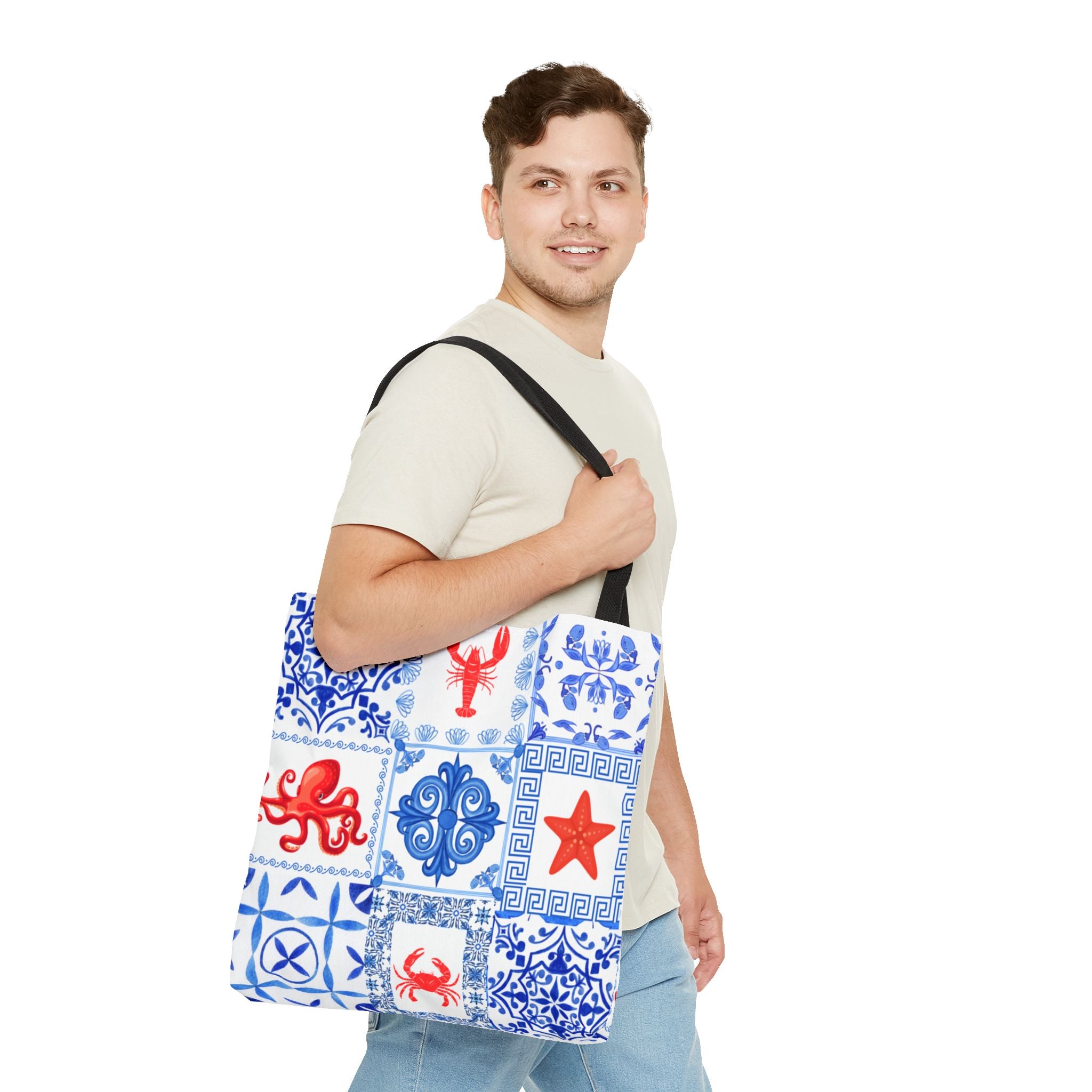 Greek Sea - Ocean-Inspired Tote Bag, Nautical Style, Beach Bags, Gift for Her, Summer Accessory, Trendy Shopping Tote, AOP Design