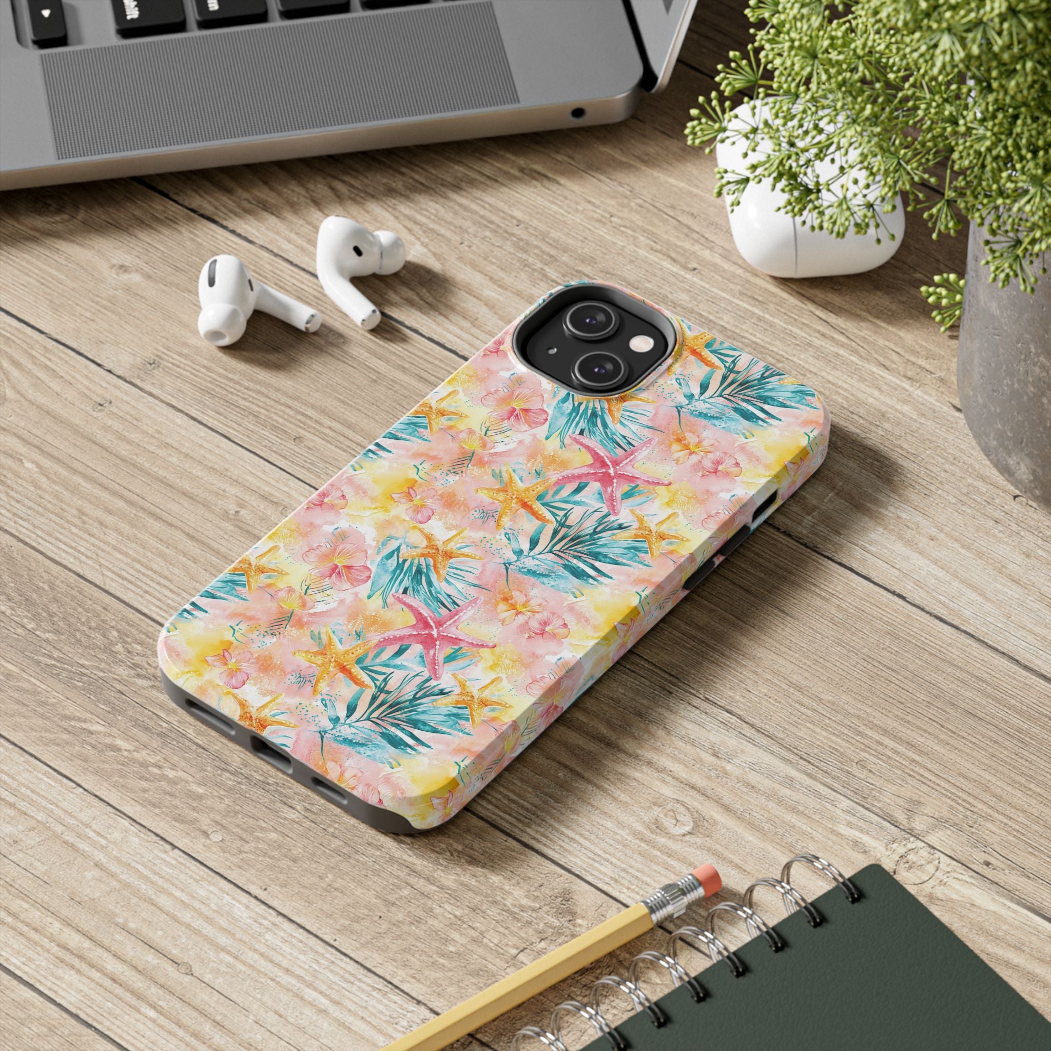 Pink Tropical Starfish- Floral Tough Phone Case - Durable Protection with a Beach Vibe, Perfect Gift for Summer Lovers, Ideal for Vacation, Fun, Stylish
