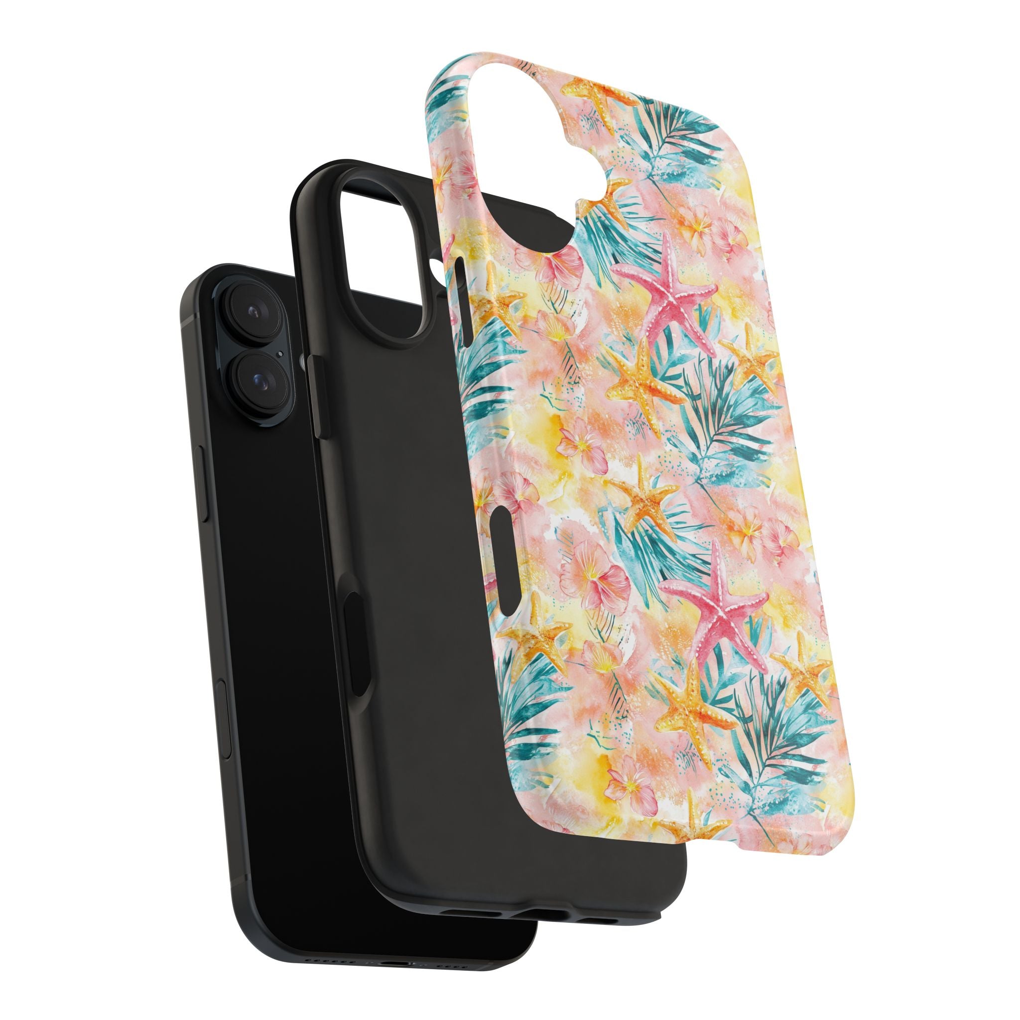 Pink Tropical Starfish- Floral Tough Phone Case - Durable Protection with a Beach Vibe, Perfect Gift for Summer Lovers, Ideal for Vacation, Fun, Stylish