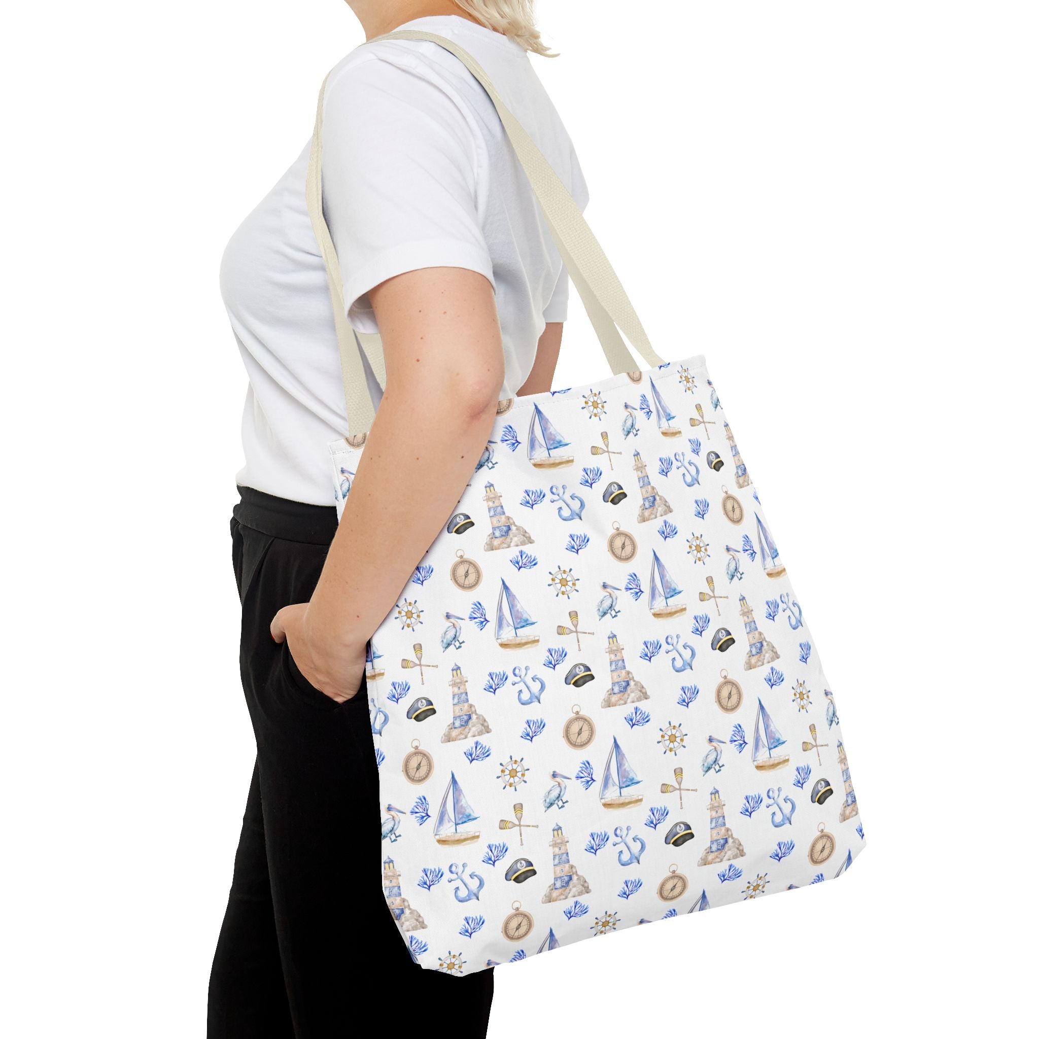 Sail Away - Nautical Themed Tote Bag, Beach Bag, Sailor Tote, Summer Essentials, Gift for Sea Lovers, Travel Bag