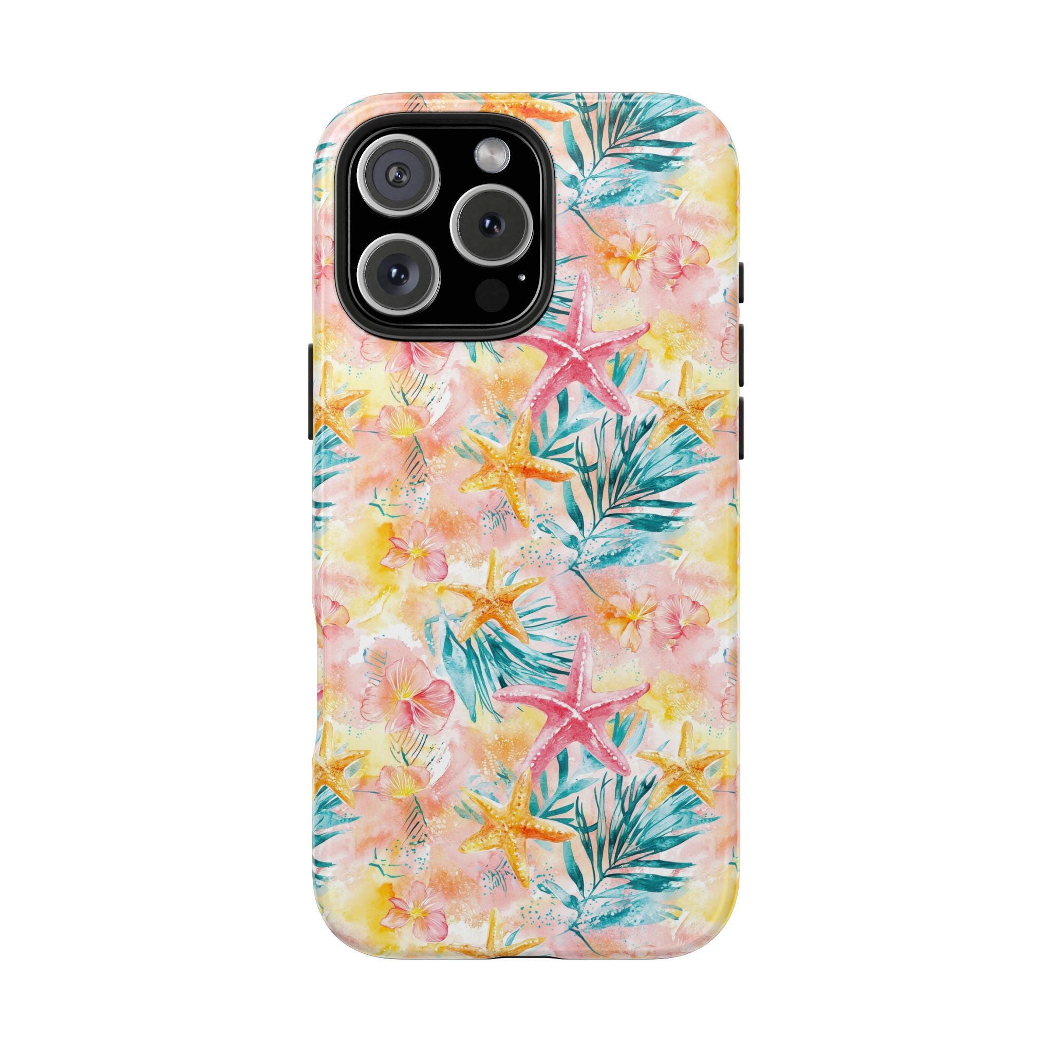 Pink Tropical Starfish- Floral Tough Phone Case - Durable Protection with a Beach Vibe, Perfect Gift for Summer Lovers, Ideal for Vacation, Fun, Stylish