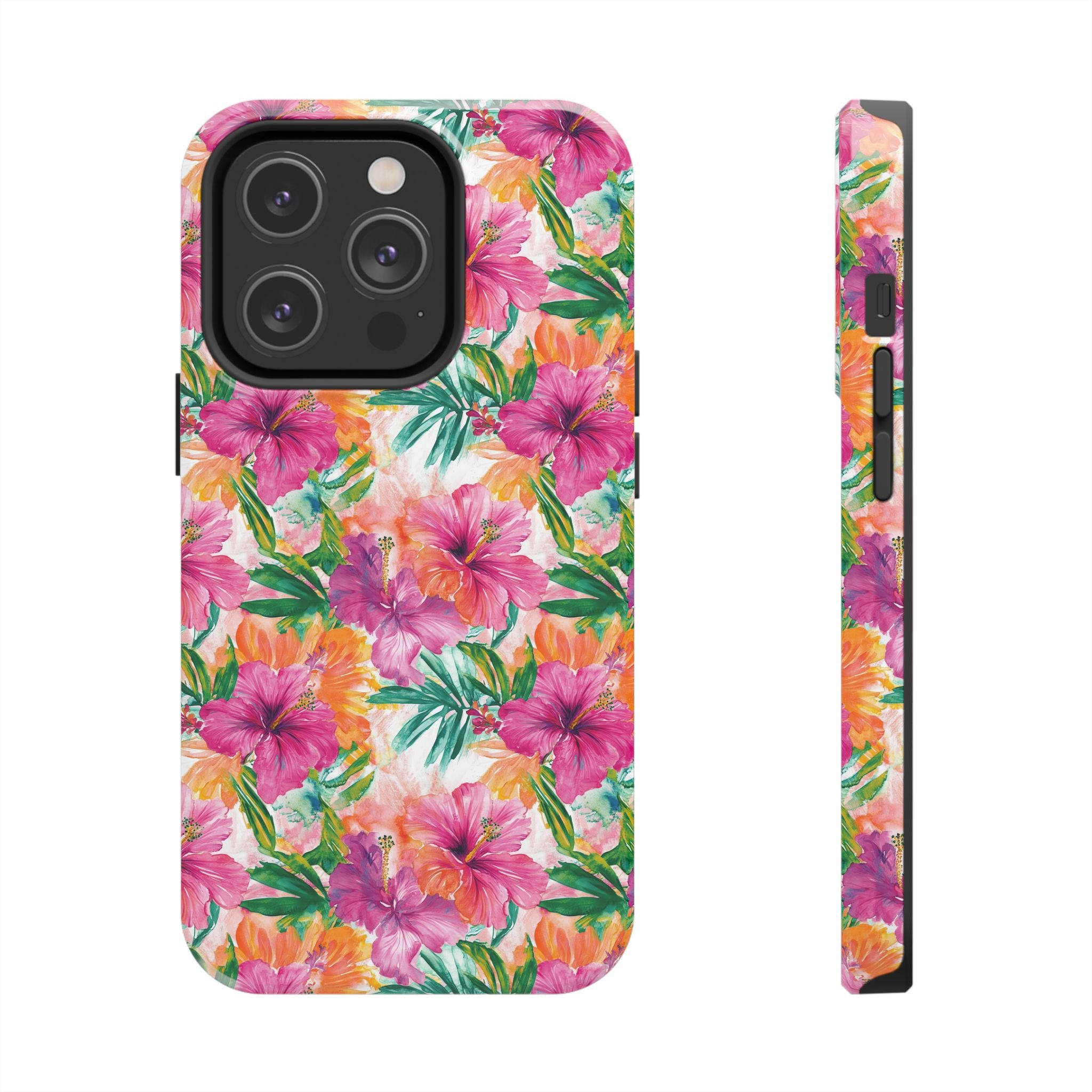 Pink Tropical Floral Phone Case, Tough Waterproof Cover, Summer Vibe Gift, Durable Tech Accessory, Floral Pattern for iPhone, Chic, Stylish