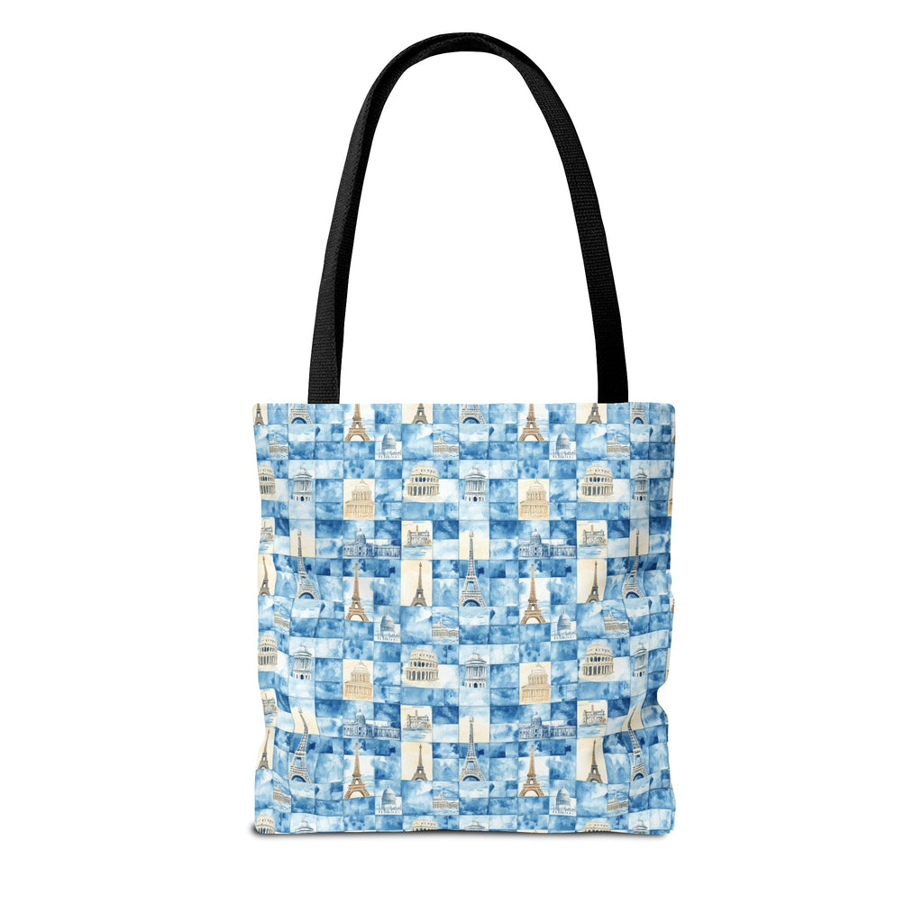 Europe- Chic Tote Bag with Blue Pattern, Stylish Shopping Tote, Beach Bag, Eco-Friendly Tote, Perfect Gift for Her