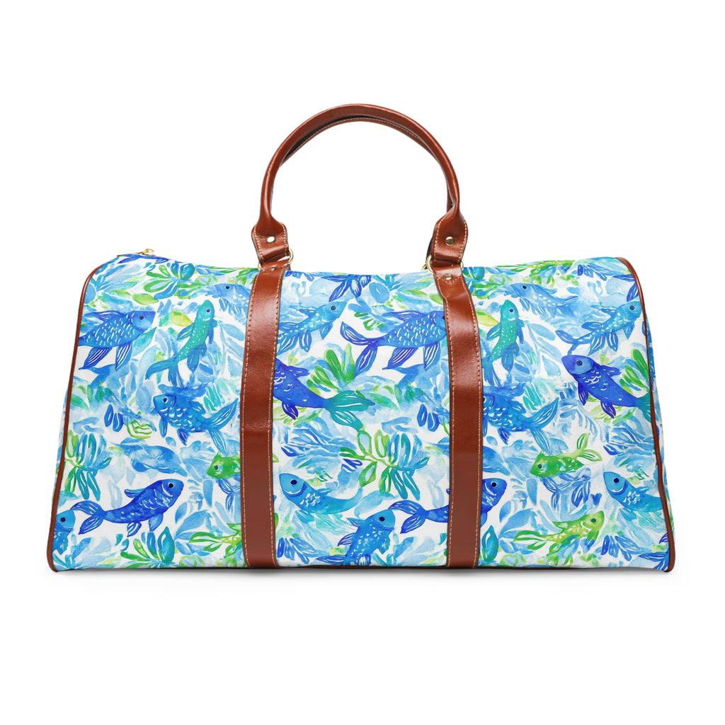 Vibrant Fish- Waterproof Travel Bag with Tropical Fish Design, Ideal for Beach Trips, Gym, Camping, Great Gift for Travelers, Vacation Essentials