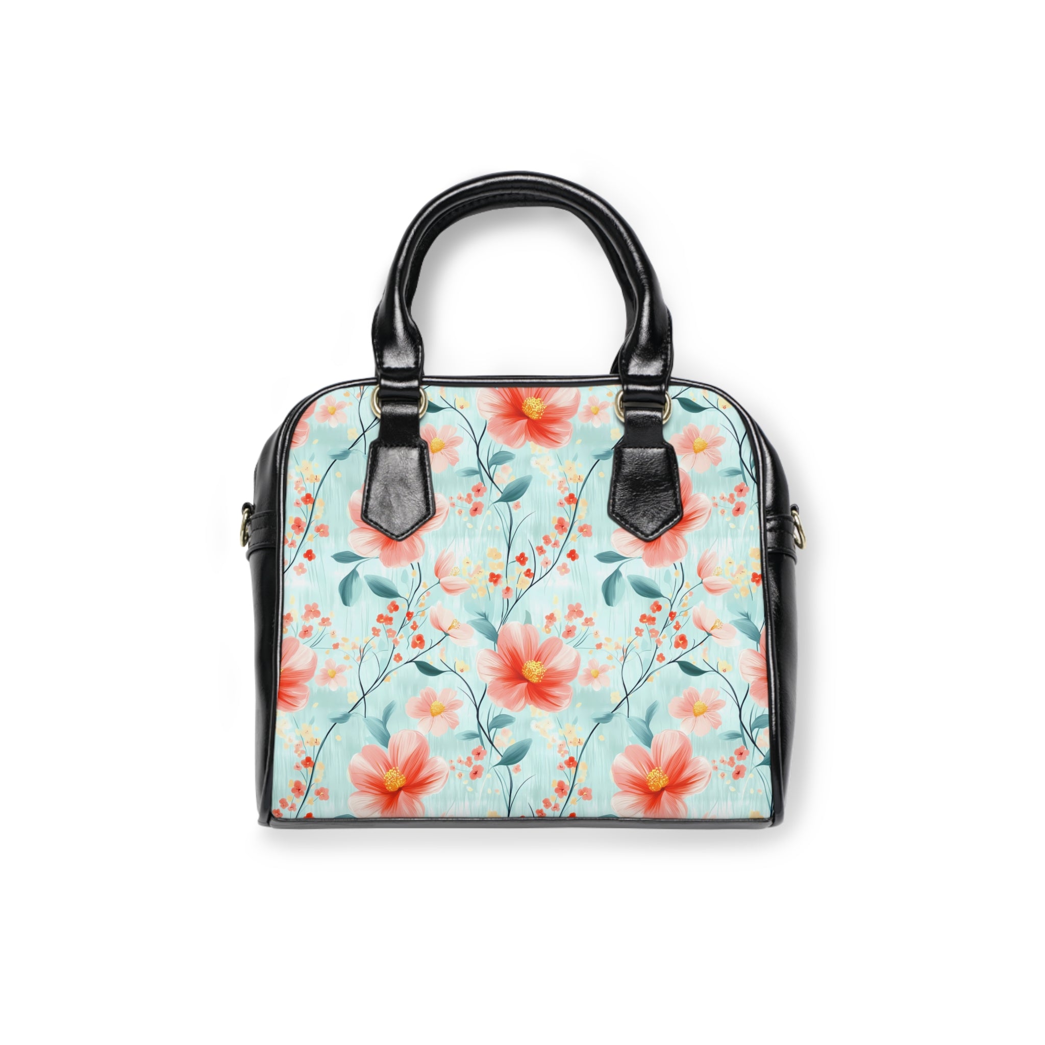 Teal Daisy-Floral Shoulder Handbag, Stylish Handbag, Summer Bag, Gift for Her, Spring Fashion Accessory, Floral Print Purse