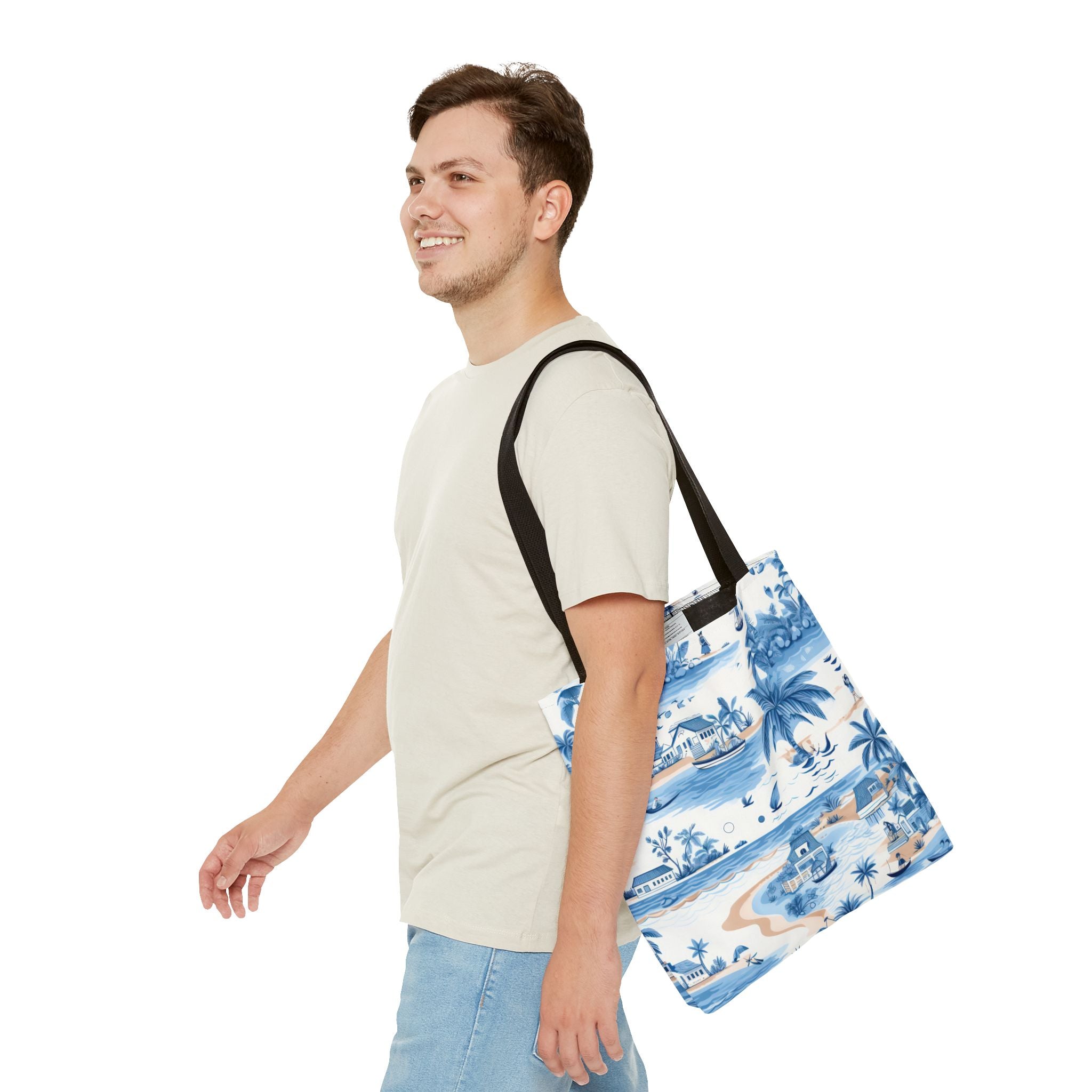 tropical Blue- Coastal Blue Tote Bag - Beach Vibes, Summer Travel, Eco-Friendly Shopping, Vacation Essentials, Gift for Ocean Lovers