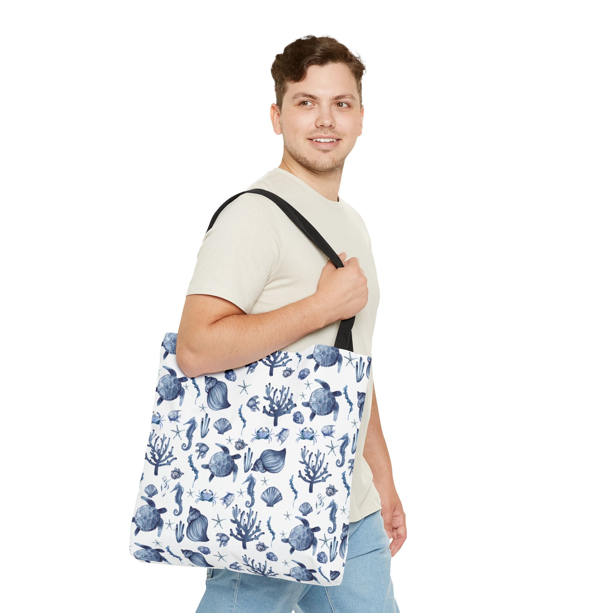 Deep Blue Sea - Coastal fish Dreams Tote Bag, Ocean-Inspired Beach Bag, Nautical Gift for Her, Summer Essentials, Travel Tote, Marine Animal Design