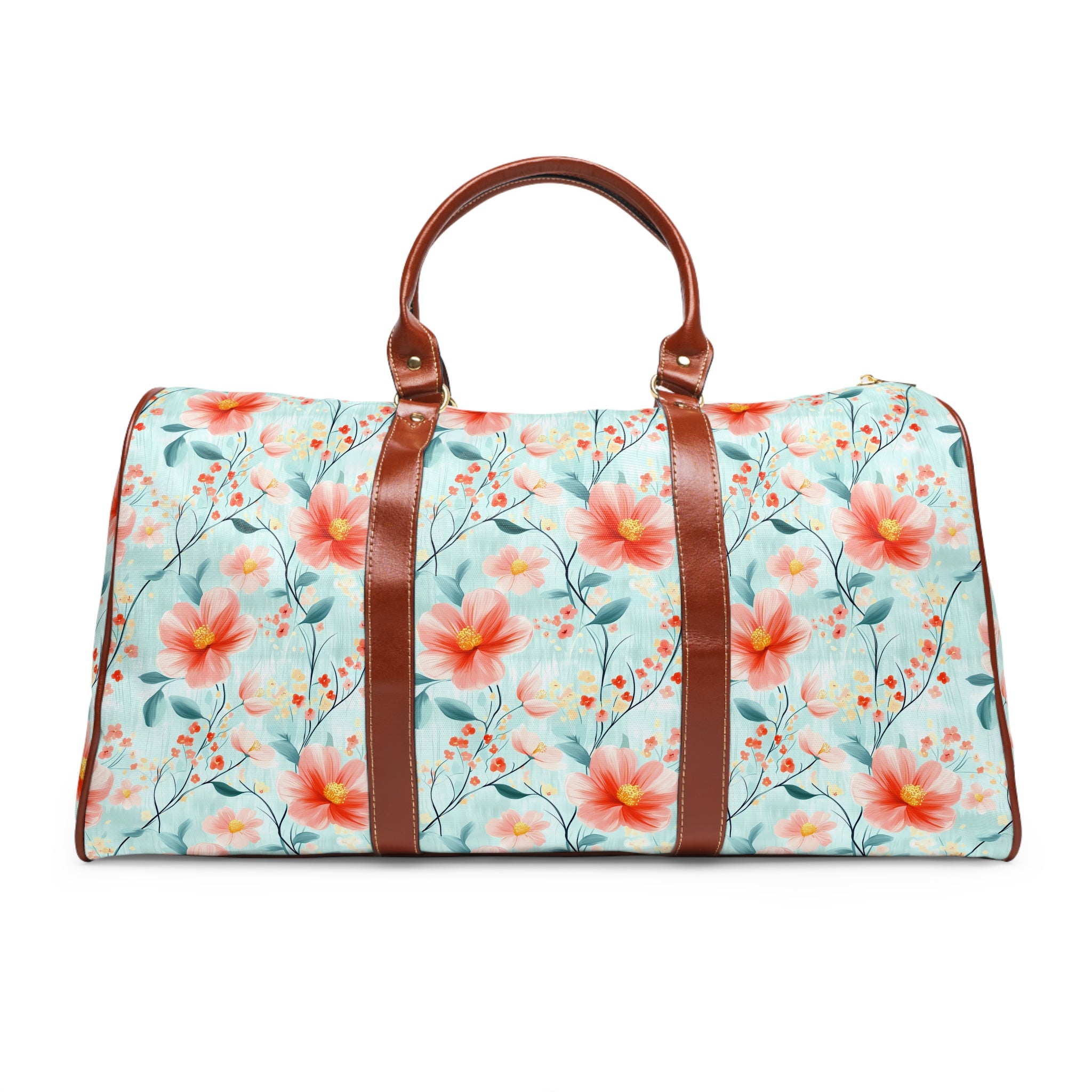 Teal Daisy- Stylish Waterproof Travel Bag - Floral Weekender, Overnight Getaway Bag, Luggage, Beach Bag, Gift for Travelers