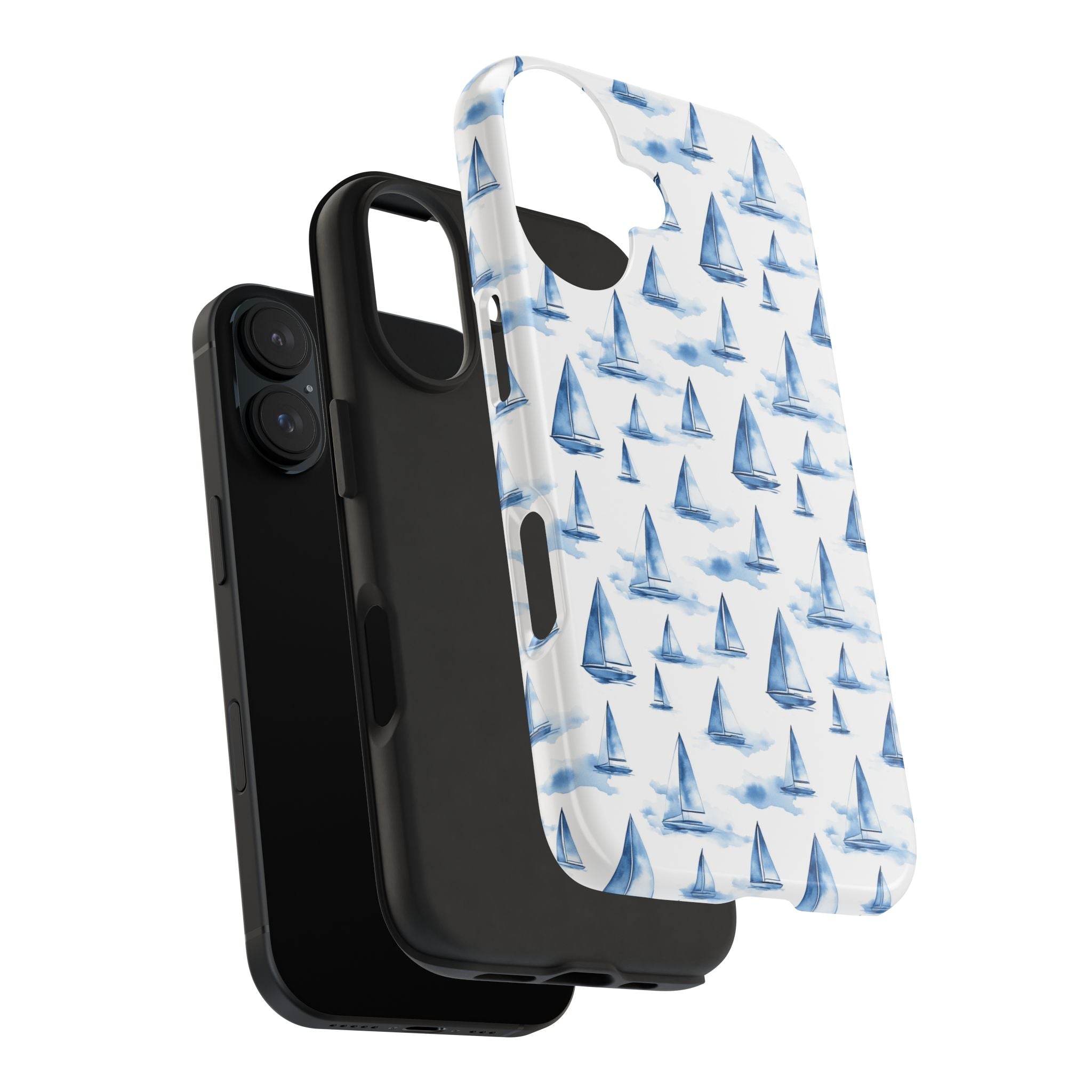 Blue Sailboat Phone Case - Nautical Tough Cover, Summer Gift, Ocean Lover Accessory, Unique Phone Protection, Beach Vibes