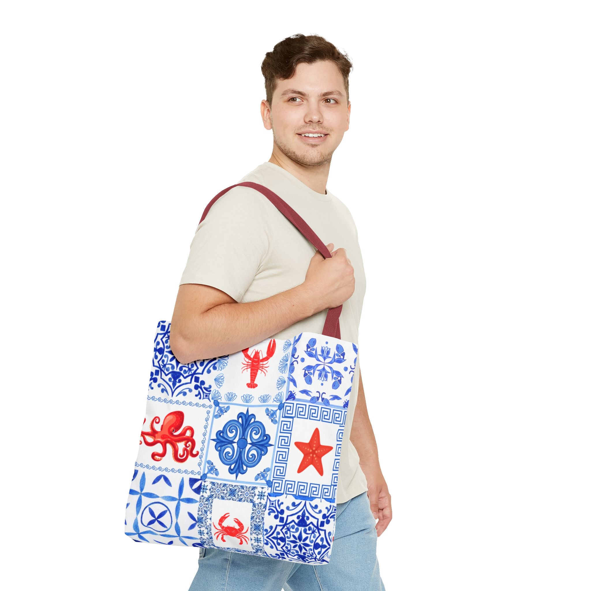 Greek Sea - Ocean-Inspired Tote Bag, Nautical Style, Beach Bags, Gift for Her, Summer Accessory, Trendy Shopping Tote, AOP Design