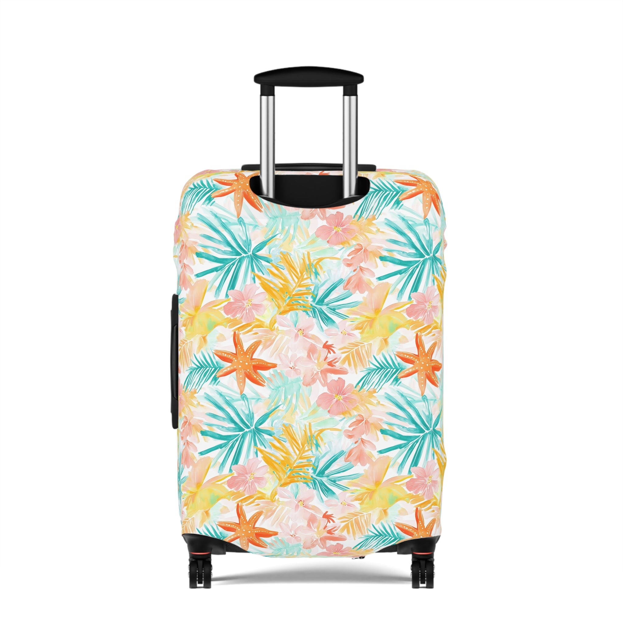 Tropical Starfish - Luggage Cover with Floral Design | Travel Accessory for Vacation | Personalized Suitcase Protector, Beach Gift, Unique Travel Gear