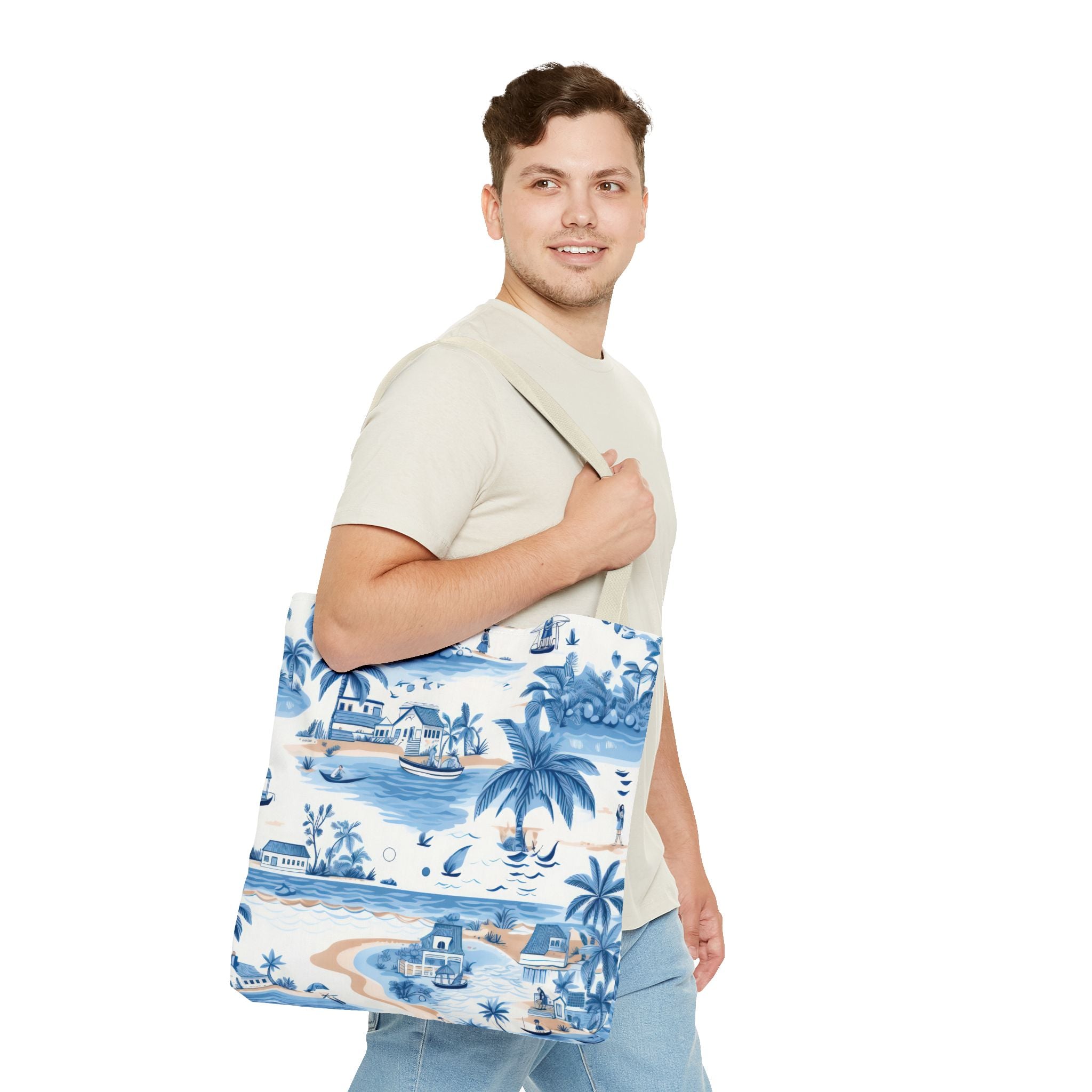 tropical Blue- Coastal Blue Tote Bag - Beach Vibes, Summer Travel, Eco-Friendly Shopping, Vacation Essentials, Gift for Ocean Lovers