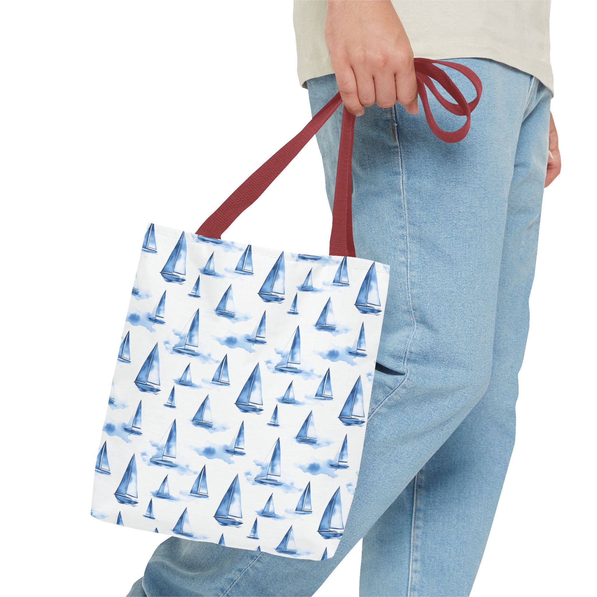 Blue Sail Boat - Nautical Tote Bag, Sailboat Shopping Bag, Beach Tote, Gift for Sailors, Vacation Accessory, Summer Bag