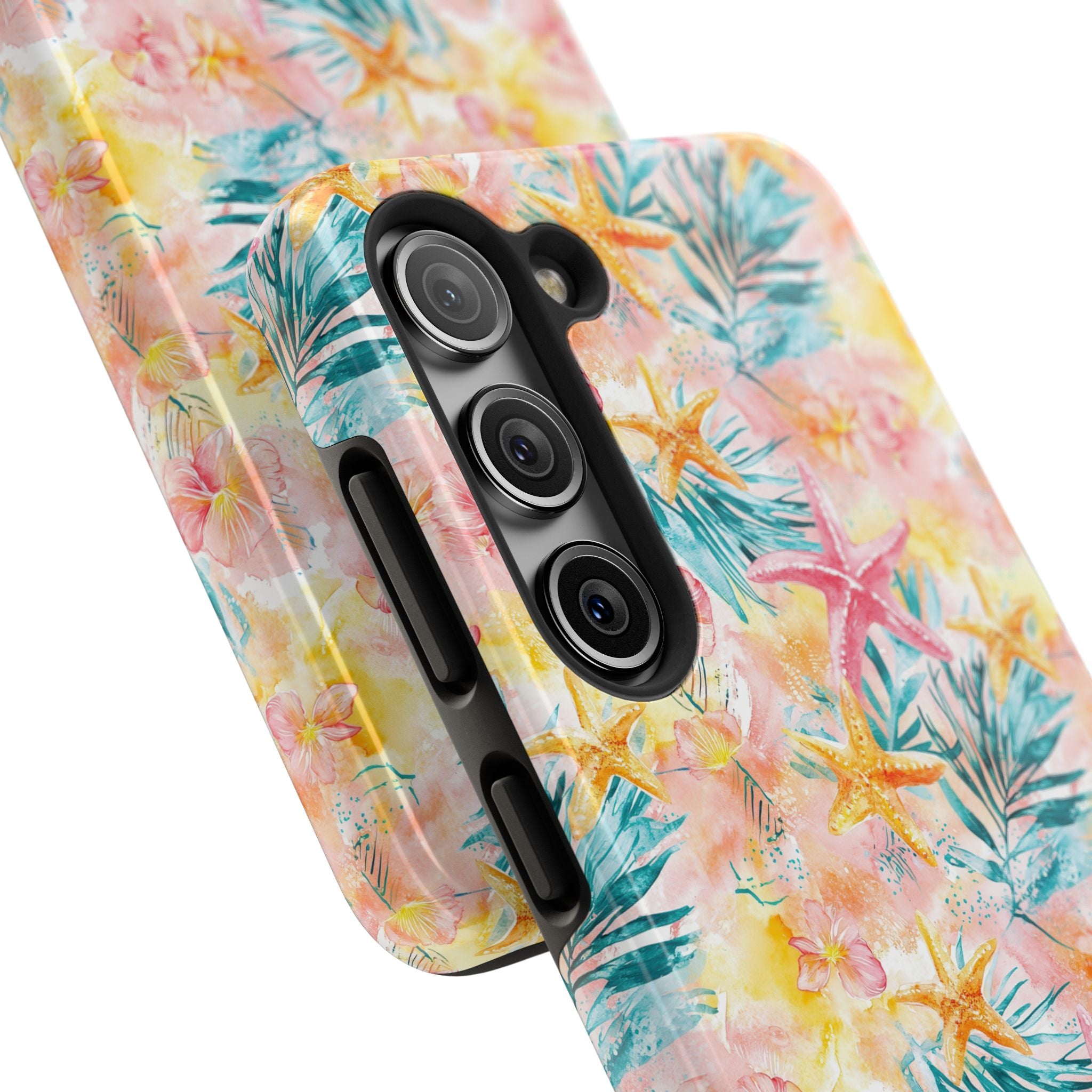 Pink Tropical Starfish- Floral Tough Phone Case - Durable Protection with a Beach Vibe, Perfect Gift for Summer Lovers, Ideal for Vacation, Fun, Stylish