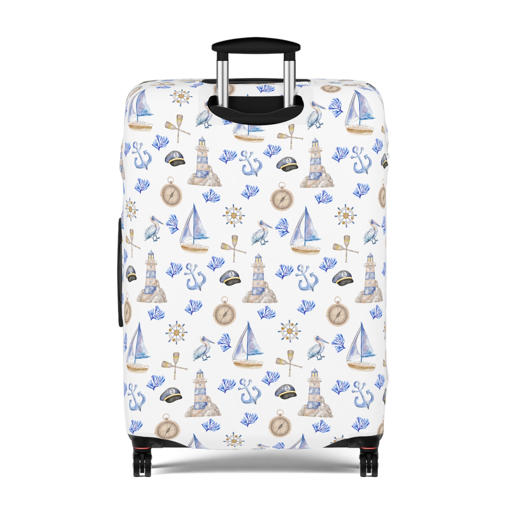 Sail Away - Nautical Luggage Cover, Travel Accessory, Beach Vacation Gear, Suitcase Protector, Gift for Travelers, Sailor Theme