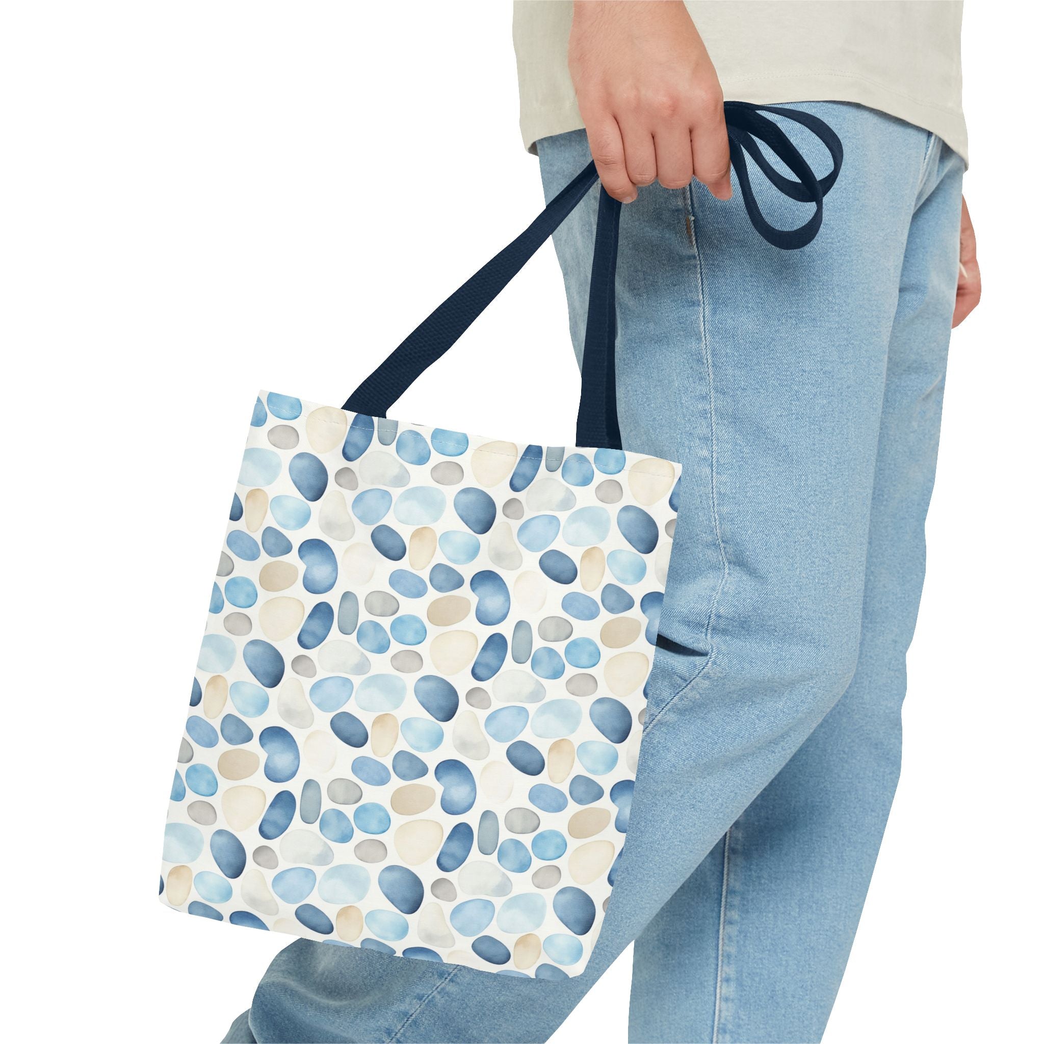 Cobble stone- Tote Bag with Blue Pebble Design | Beach Bag, Grocery Tote, Shopping Bag, Gift Bag, Eco-Friendly Tote