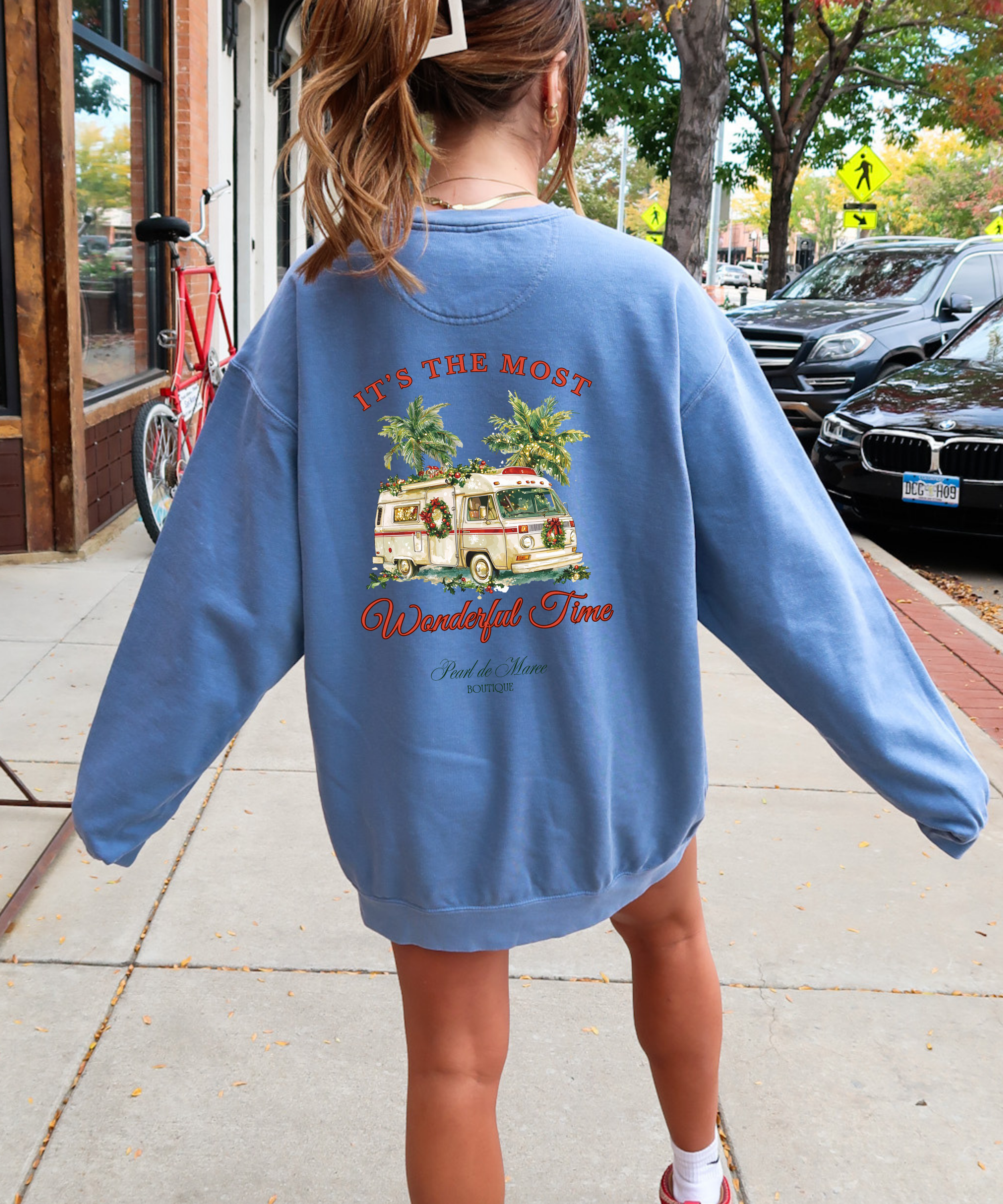 Its the most wonderful time camper, Christmas Crewneck, Tropical Christmas Sweater, Beach Christmas Sweater, Gift for her Winter top.