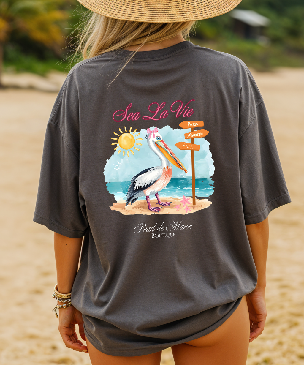 Sea La Vie Pelican T-Shirt, Summer Shirt, Gift For Women, Beach Shirt, Summer Women Shirt