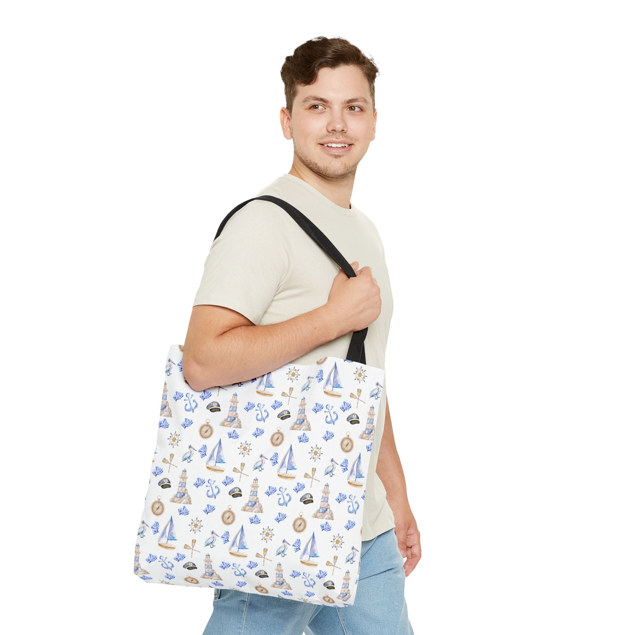 Sail Away - Nautical Themed Tote Bag, Beach Bag, Sailor Tote, Summer Essentials, Gift for Sea Lovers, Travel Bag
