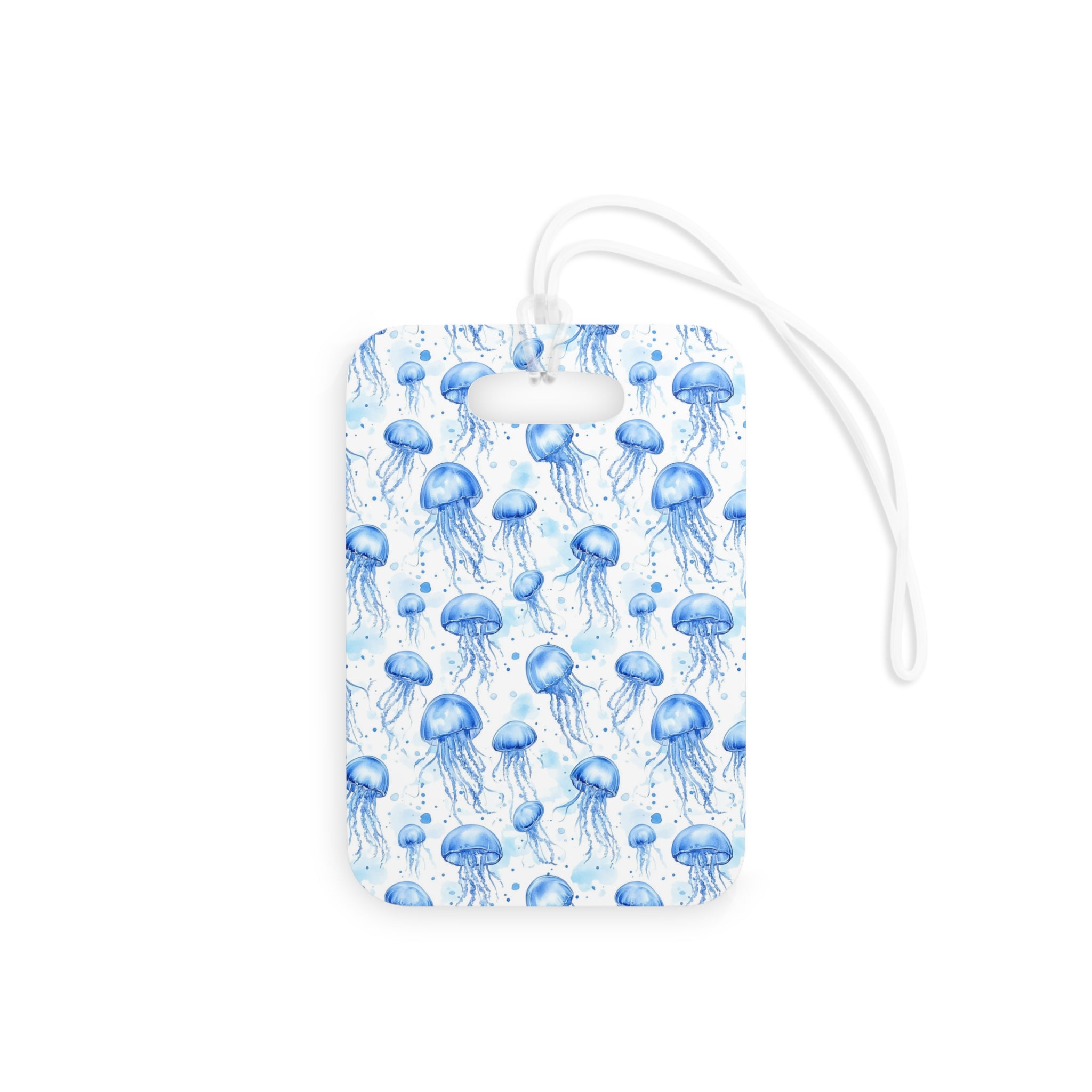 Blue Jellyfish Luggage Tag, Travel Accessories, Luggage, Vacation must have, Beach Vacation Supplies, Luggage Tag, Square or Round