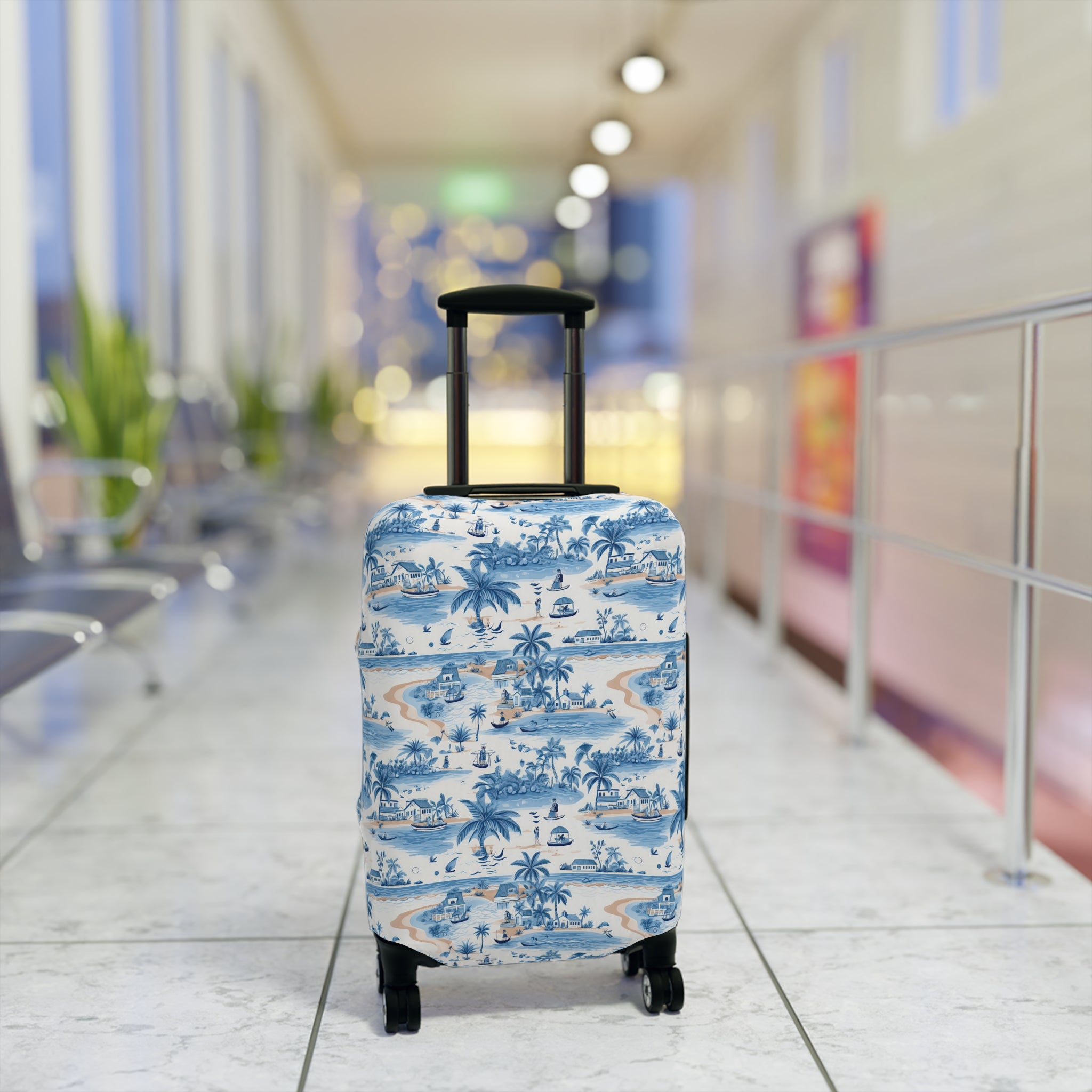 Tropical Blue- Chic Travel Luggage Cover | Stylish Case for Suitcase, Travel Accessory, Gift for Travelers, Personalized Luggage Protection