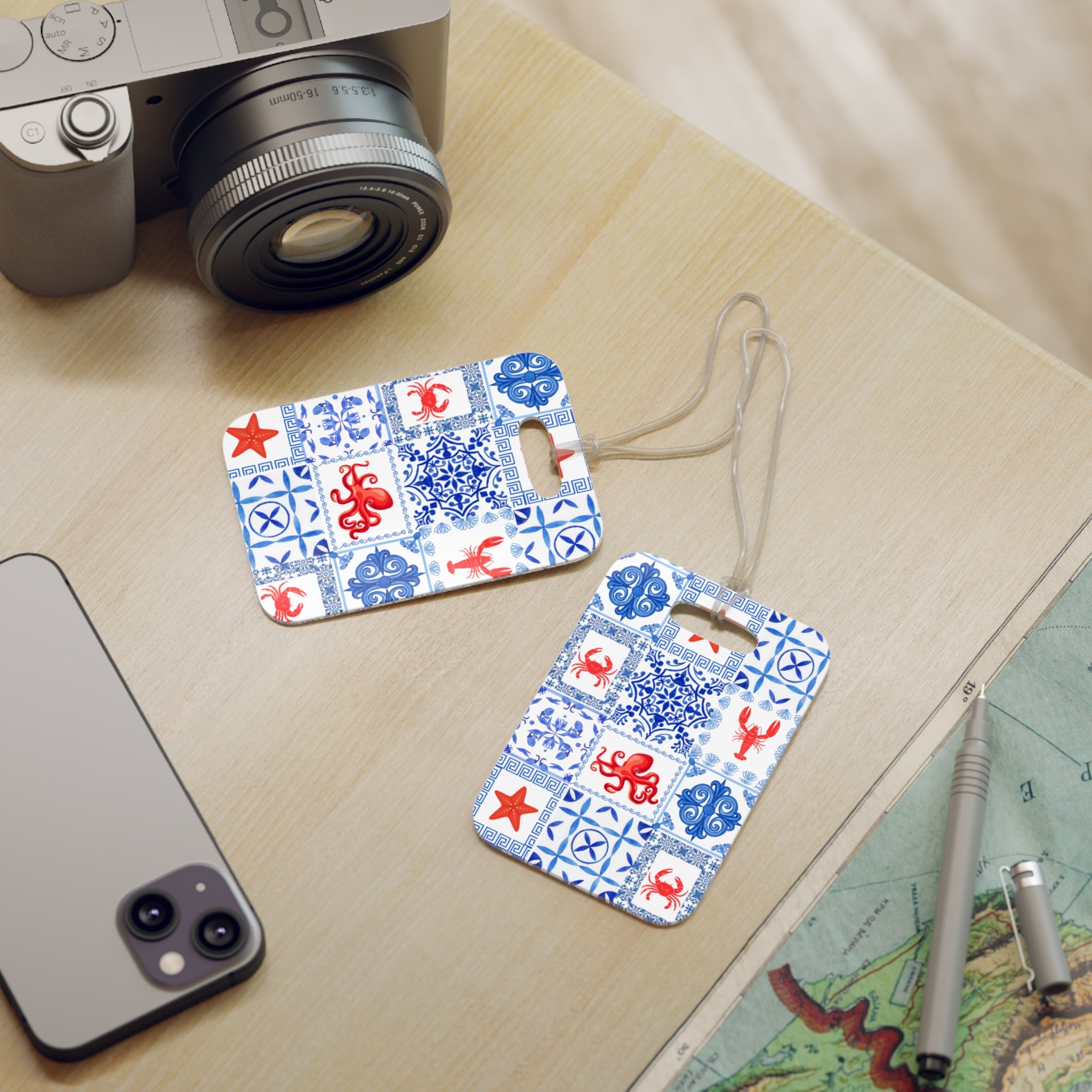 Greek Sea- Nautical Themed Luggage Tags | Travel Accessories, Beach Vacation, Personalized Tags, Gift for Travelers, Cruise Tags