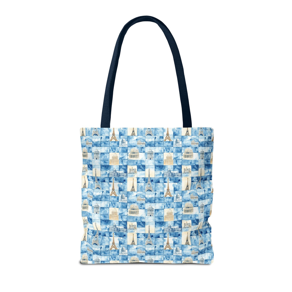Europe- Chic Tote Bag with Blue Pattern, Stylish Shopping Tote, Beach Bag, Eco-Friendly Tote, Perfect Gift for Her