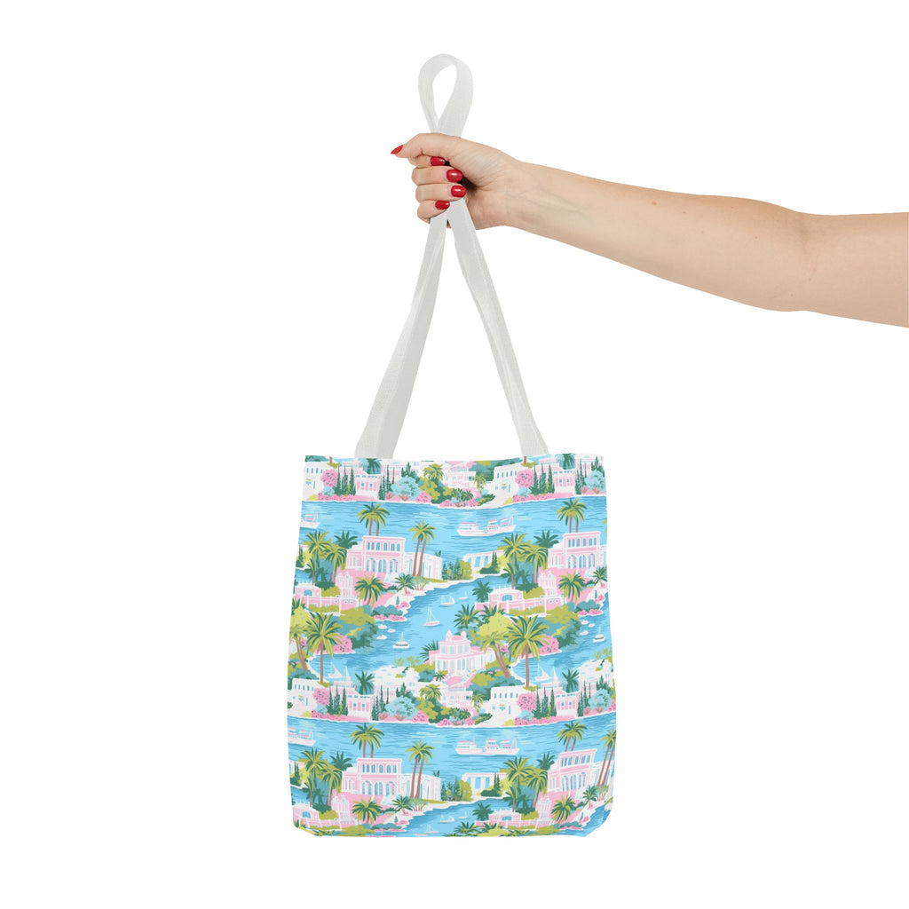 Greek Island - Tropical Paradise Tote Bag, Beach Bag, Eco-Friendly Shopping Bag, Summer Vibes Handbag, Vacation Essentials, Gift for Travelers