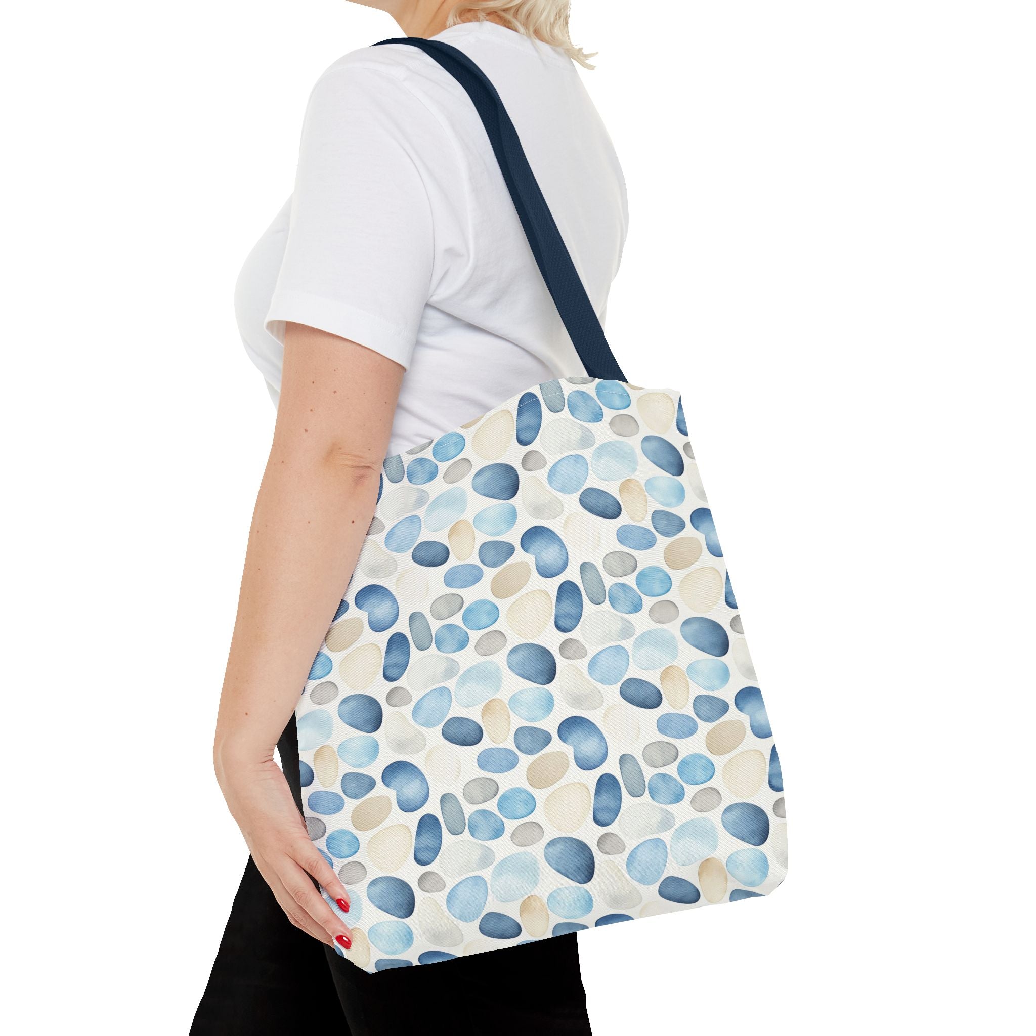Cobble stone- Tote Bag with Blue Pebble Design | Beach Bag, Grocery Tote, Shopping Bag, Gift Bag, Eco-Friendly Tote