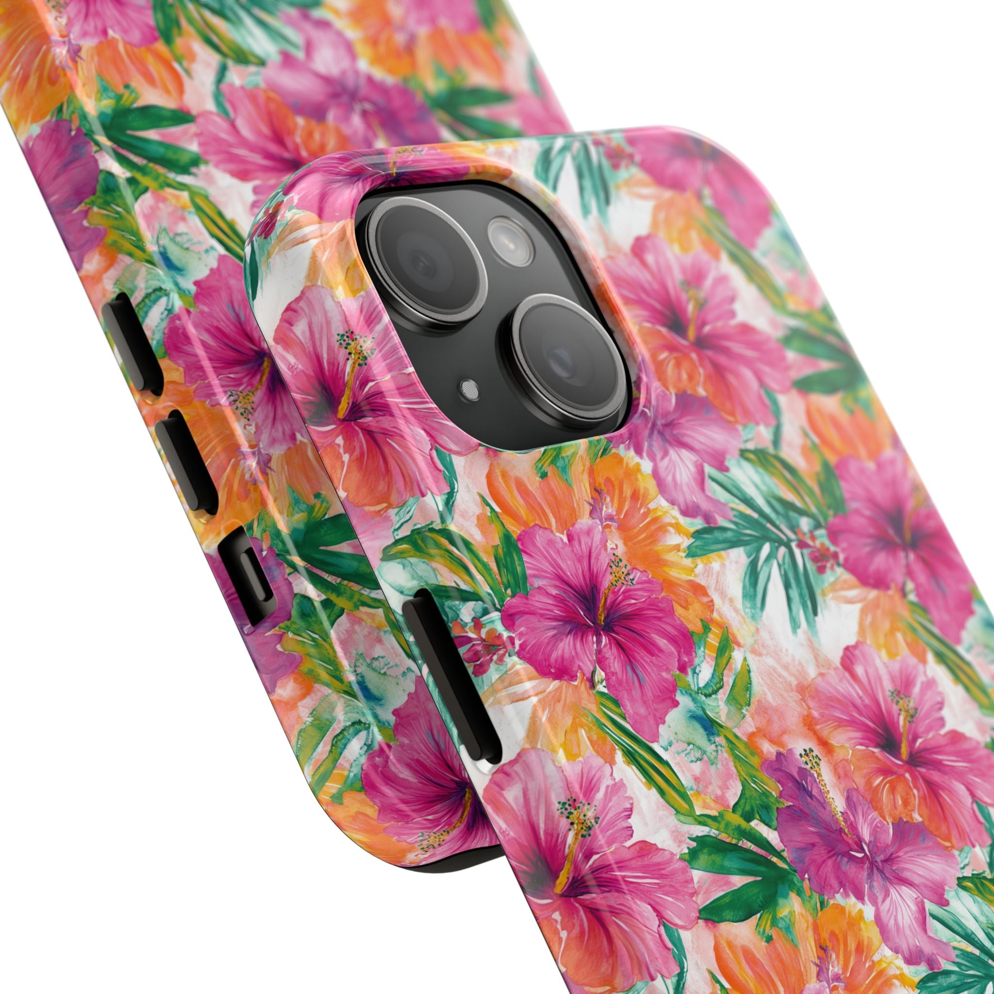 Pink Tropical Floral Phone Case, Tough Waterproof Cover, Summer Vibe Gift, Durable Tech Accessory, Floral Pattern for iPhone, Chic, Stylish