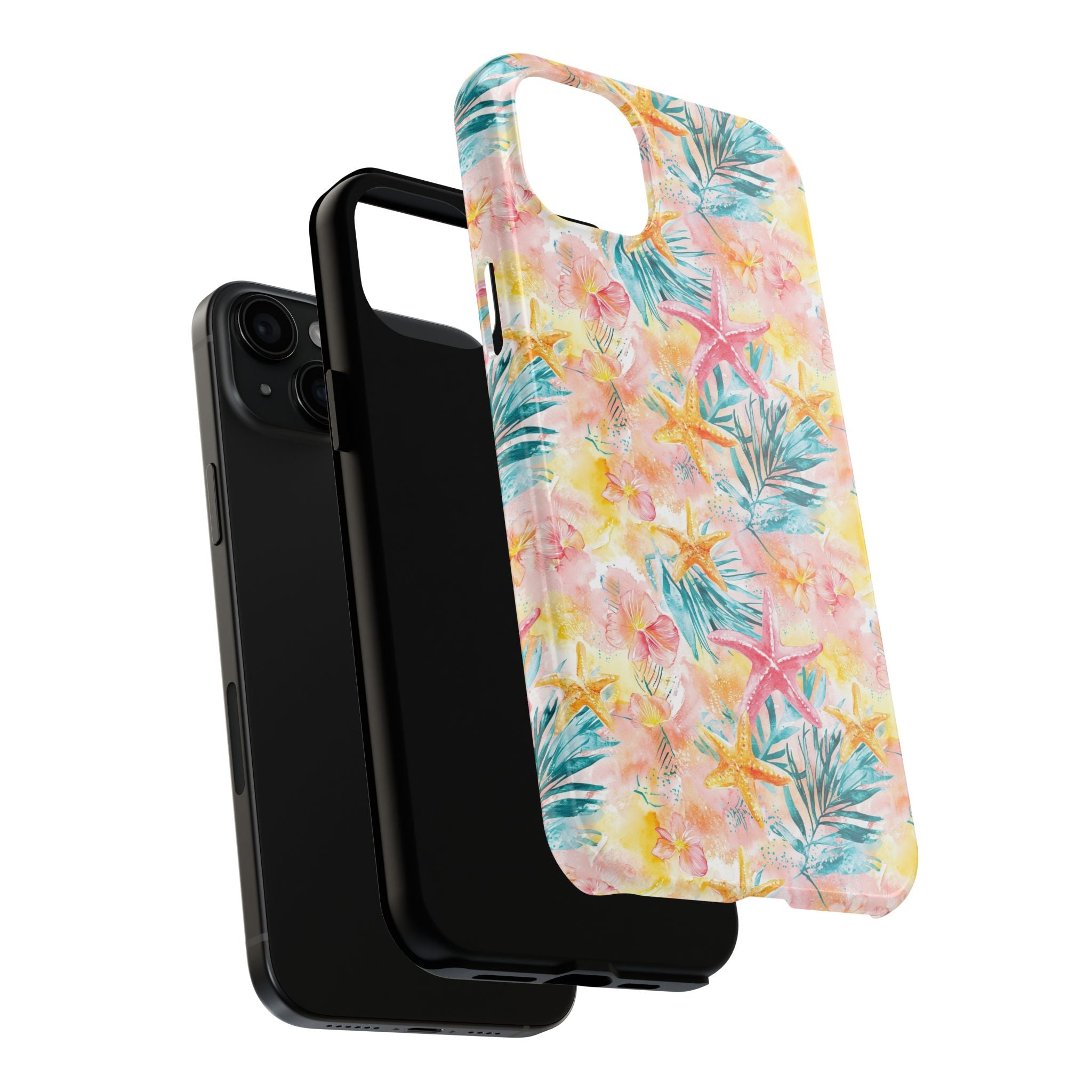 Pink Tropical Starfish- Floral Tough Phone Case - Durable Protection with a Beach Vibe, Perfect Gift for Summer Lovers, Ideal for Vacation, Fun, Stylish