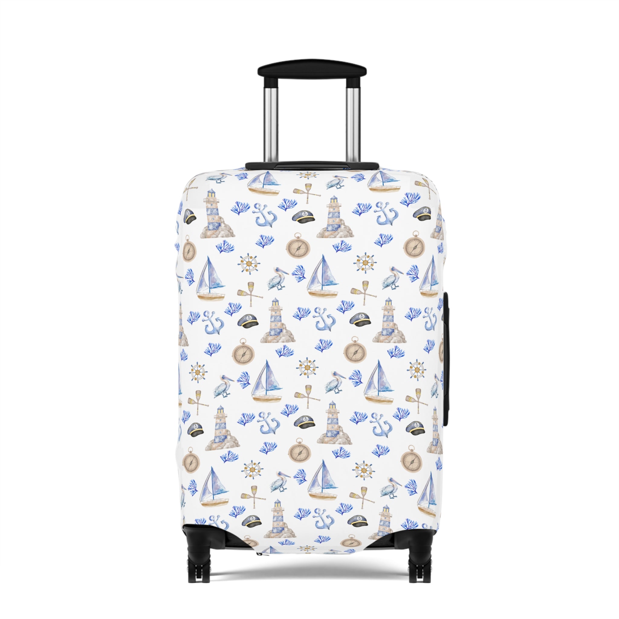 Sail Away - Nautical Luggage Cover, Travel Accessory, Beach Vacation Gear, Suitcase Protector, Gift for Travelers, Sailor Theme