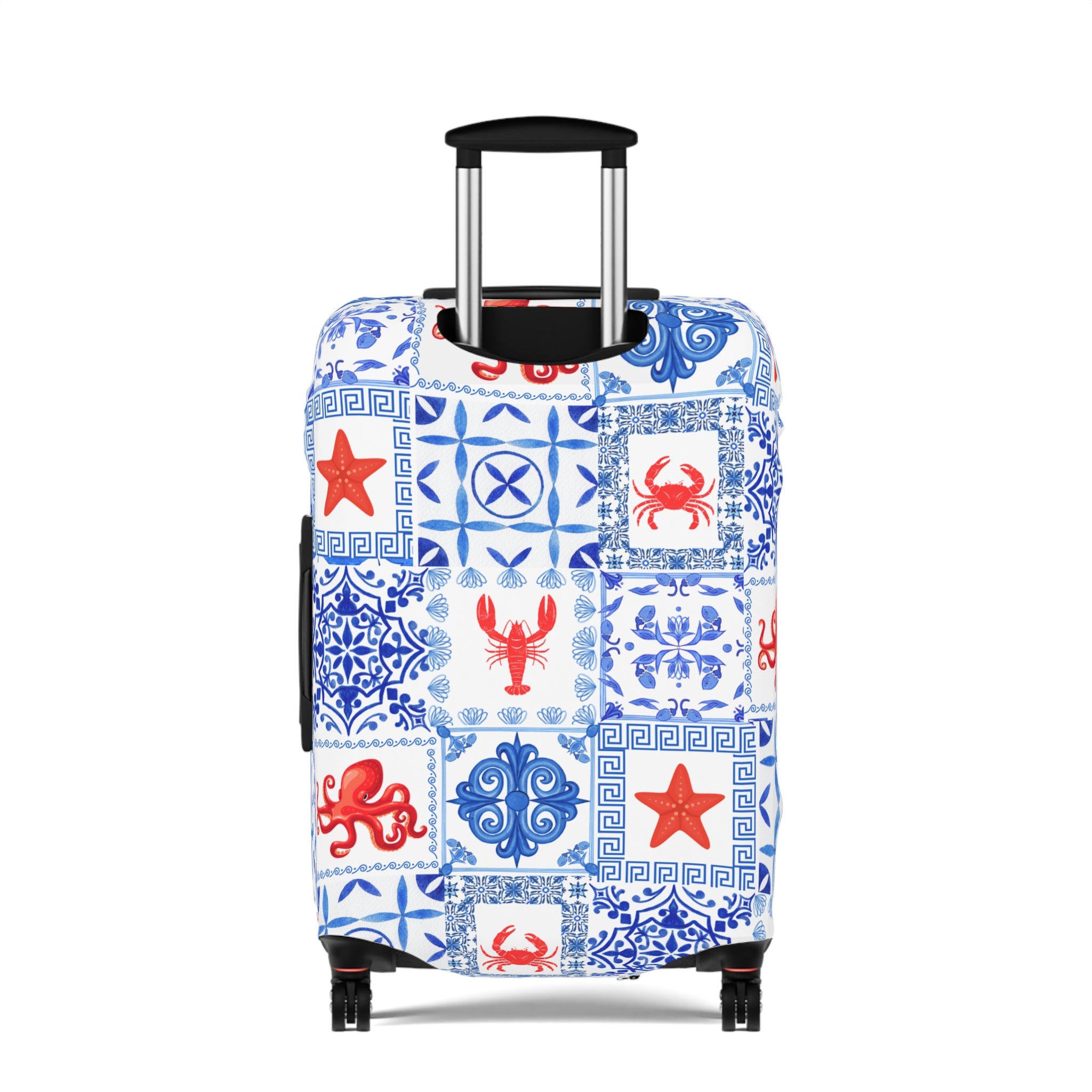 Greek Sea - Stylish Luggage Cover with Nautical Patterns, Travel Accessory, Suitcase Protector, Beach Vacation Gear, Lobster Design