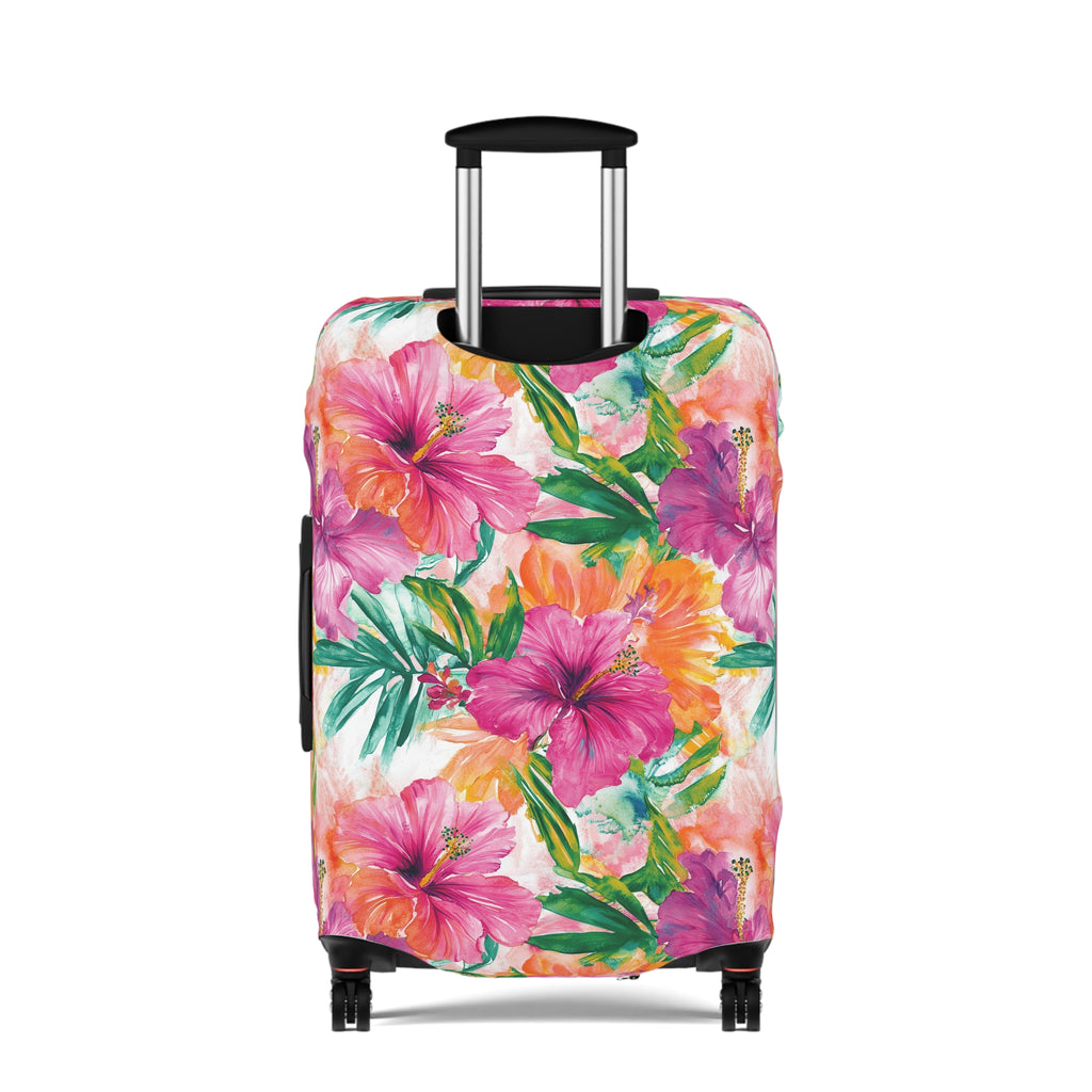 Pink Tropical Floral Luggage Cover - Travel Accessory for Stylish Vacationers, Perfect Gift for Travelers, Summer Escapes, Beach Getaways, [...]