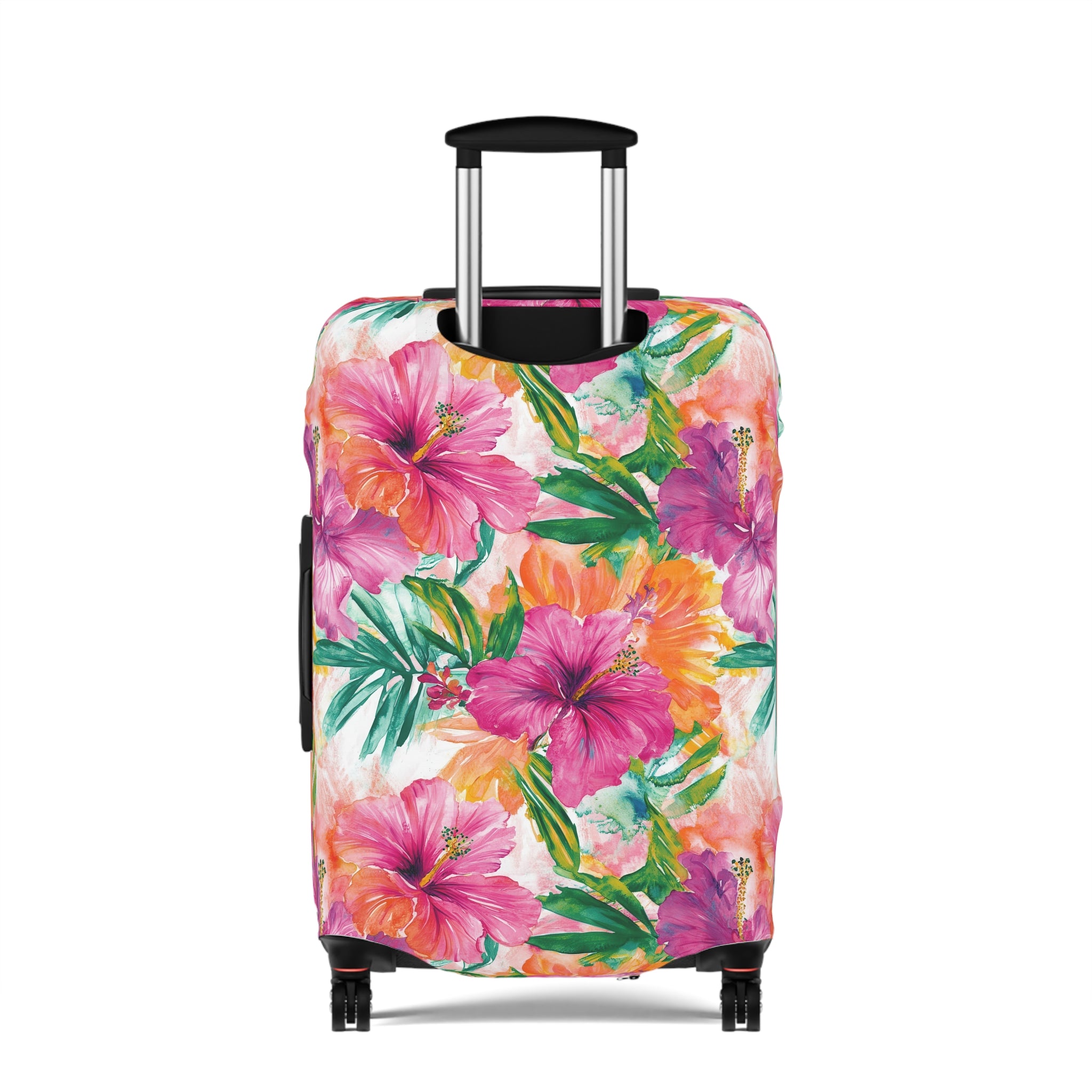 Pink Tropical Floral Luggage Cover - Travel Accessory for Stylish Vacationers, Perfect Gift for Travelers, Summer Escapes, Beach Getaways, [...]