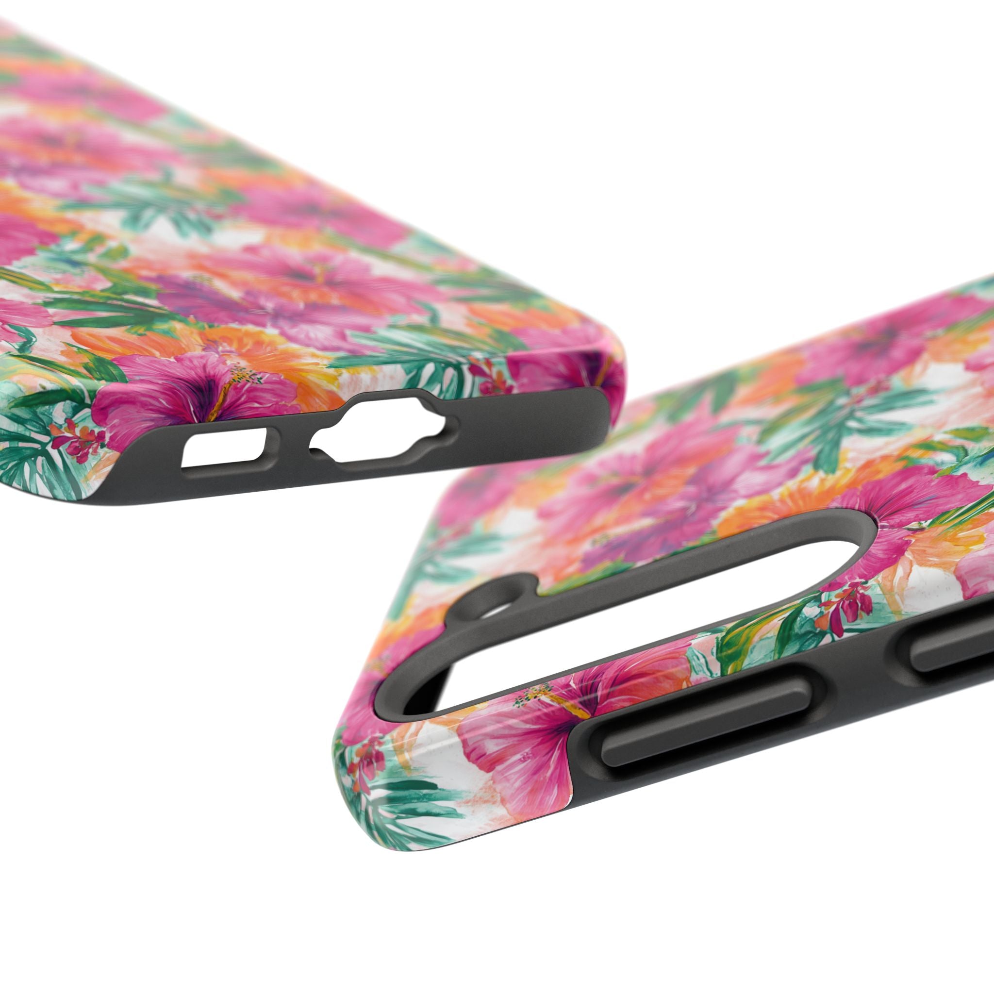 Pink Tropical Floral Phone Case, Tough Waterproof Cover, Summer Vibe Gift, Durable Tech Accessory, Floral Pattern for iPhone, Chic, Stylish