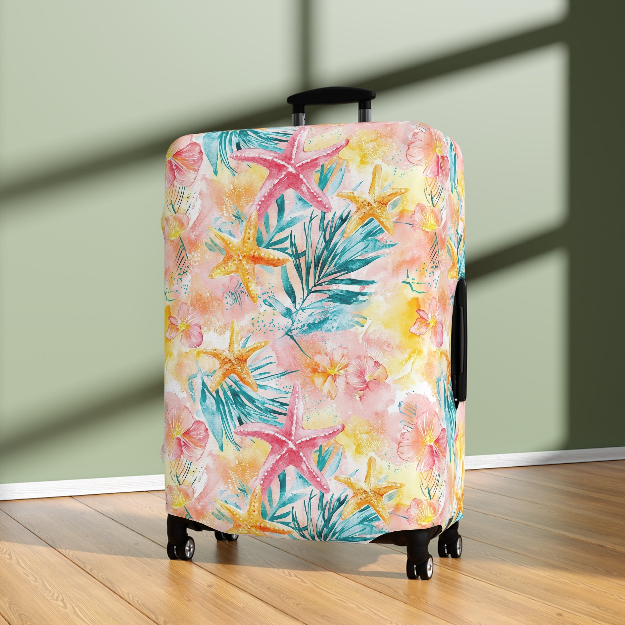 Pink Tropical Starfish- Luggage Cover - Colorful Travel Accessory for Vacation, Beach & Adventure Lovers, Air Travel Gear, Personalized Gift