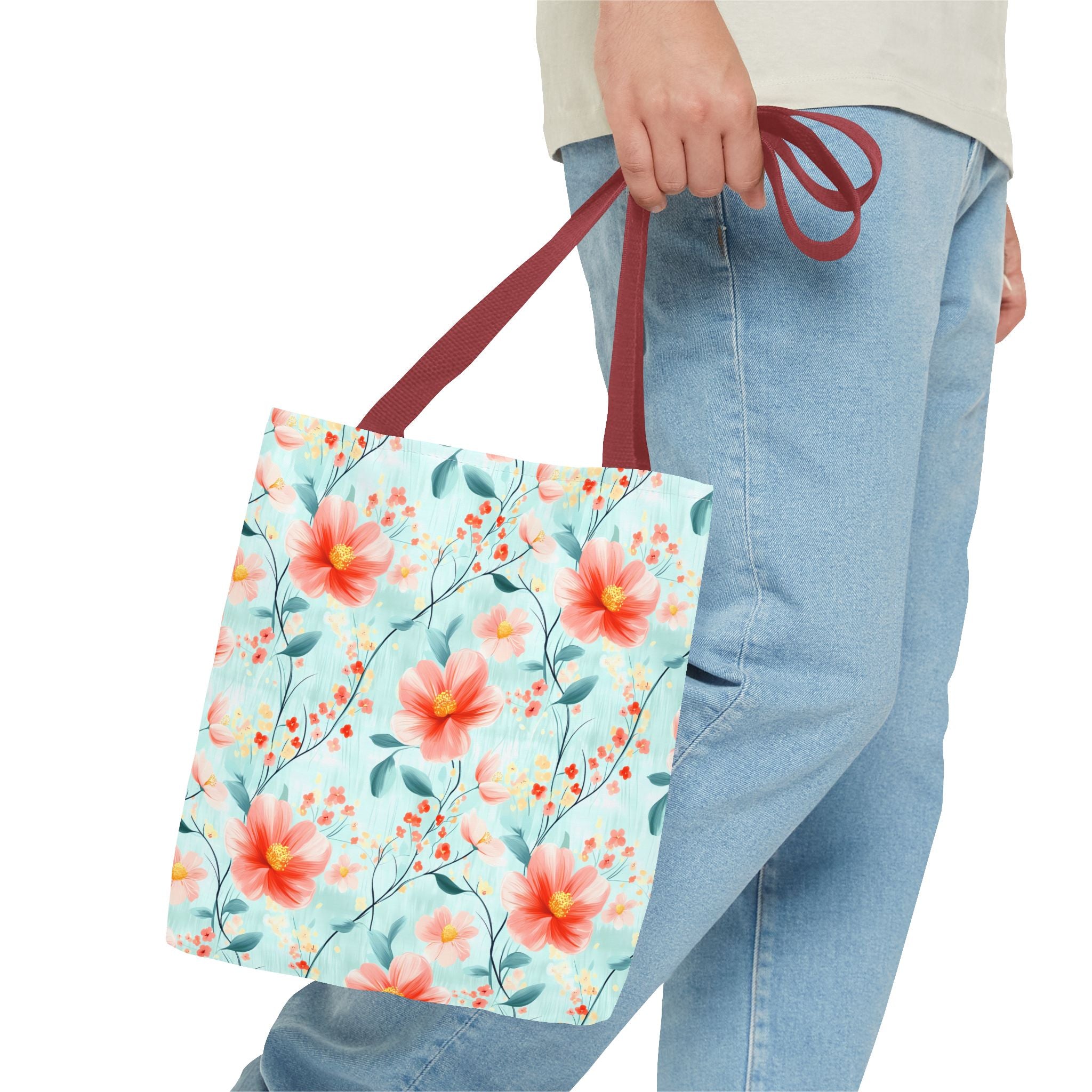 Teal Daisy - Floral Tote Bag, Boho Chic Carryall, Beach Bag, Gifts for Her, Spring Fashion Accessory, Eco-Friendly Shopping Bag