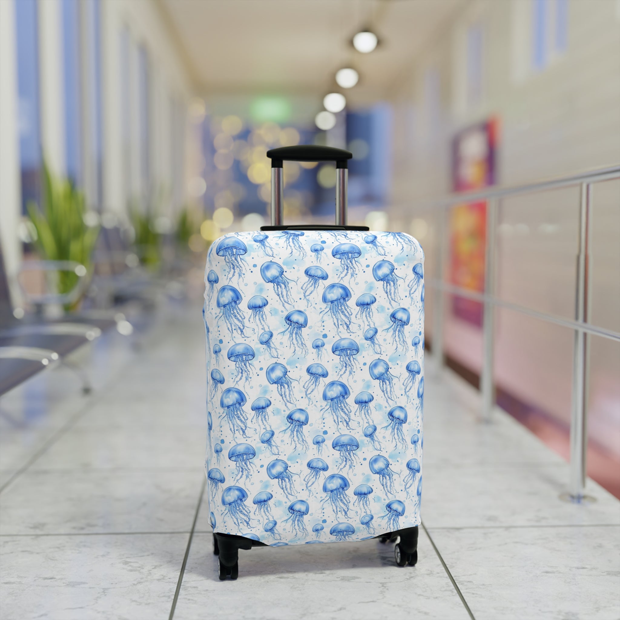 Blue Jellyfish - Vibrant Jellyfish Luggage Cover with Ocean Vibes, Travel Accessory for Beach Lovers, Vacation Essentials, Unique Gift Idea